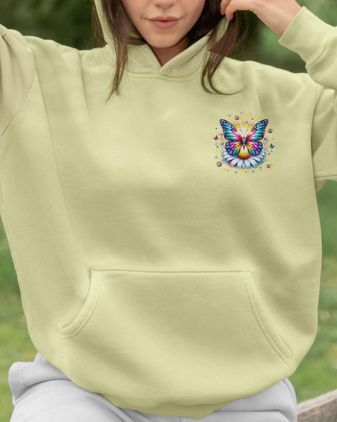 Butterfly Be You The World Will Adjust Hoodie Colorful Butterfly Daisy Pullover Gift For Mom