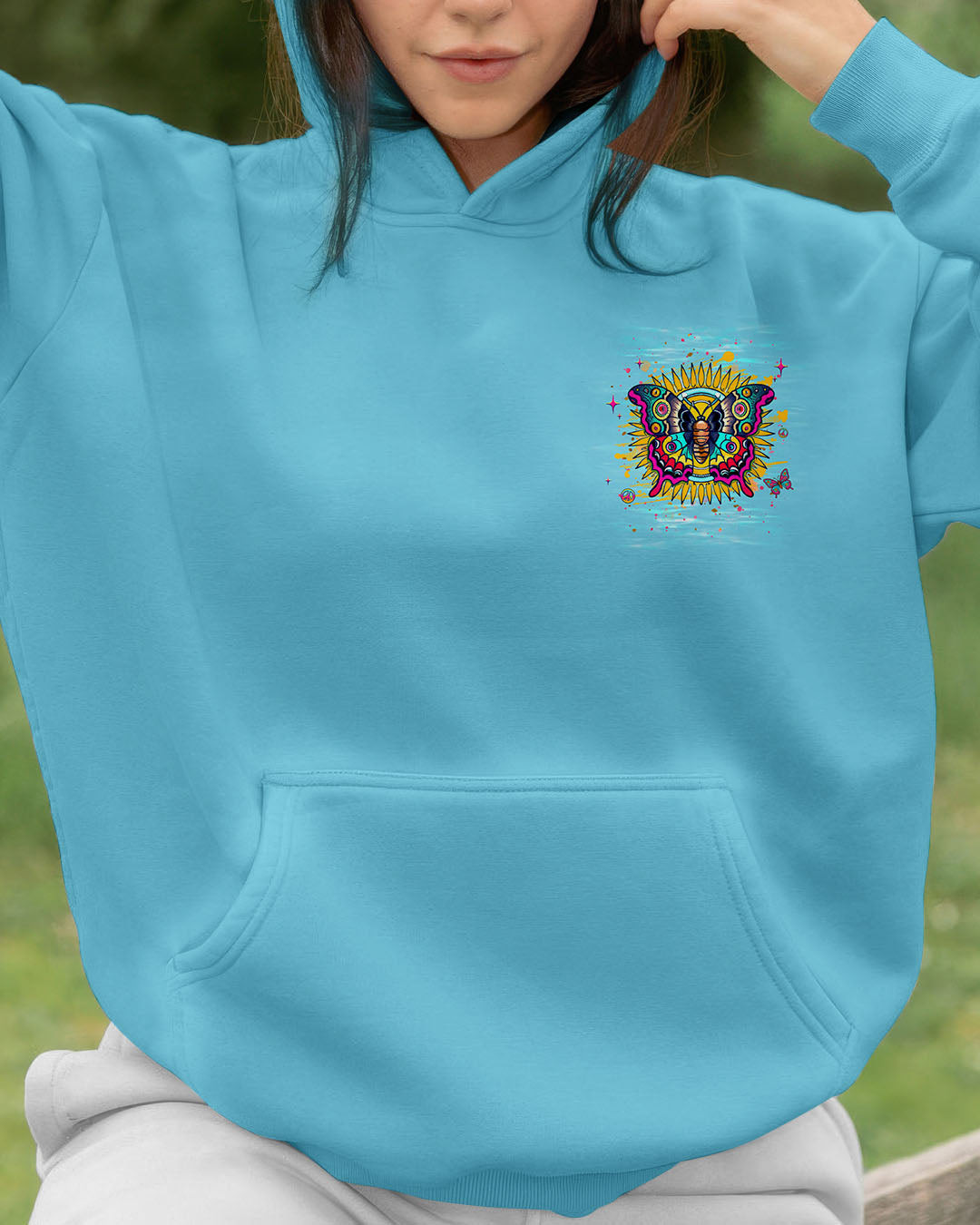 Butterfly Be You The World Will Adjust Hoodie Vibrant Butterfly Sunflower Pullover Gift For Her - Image 2