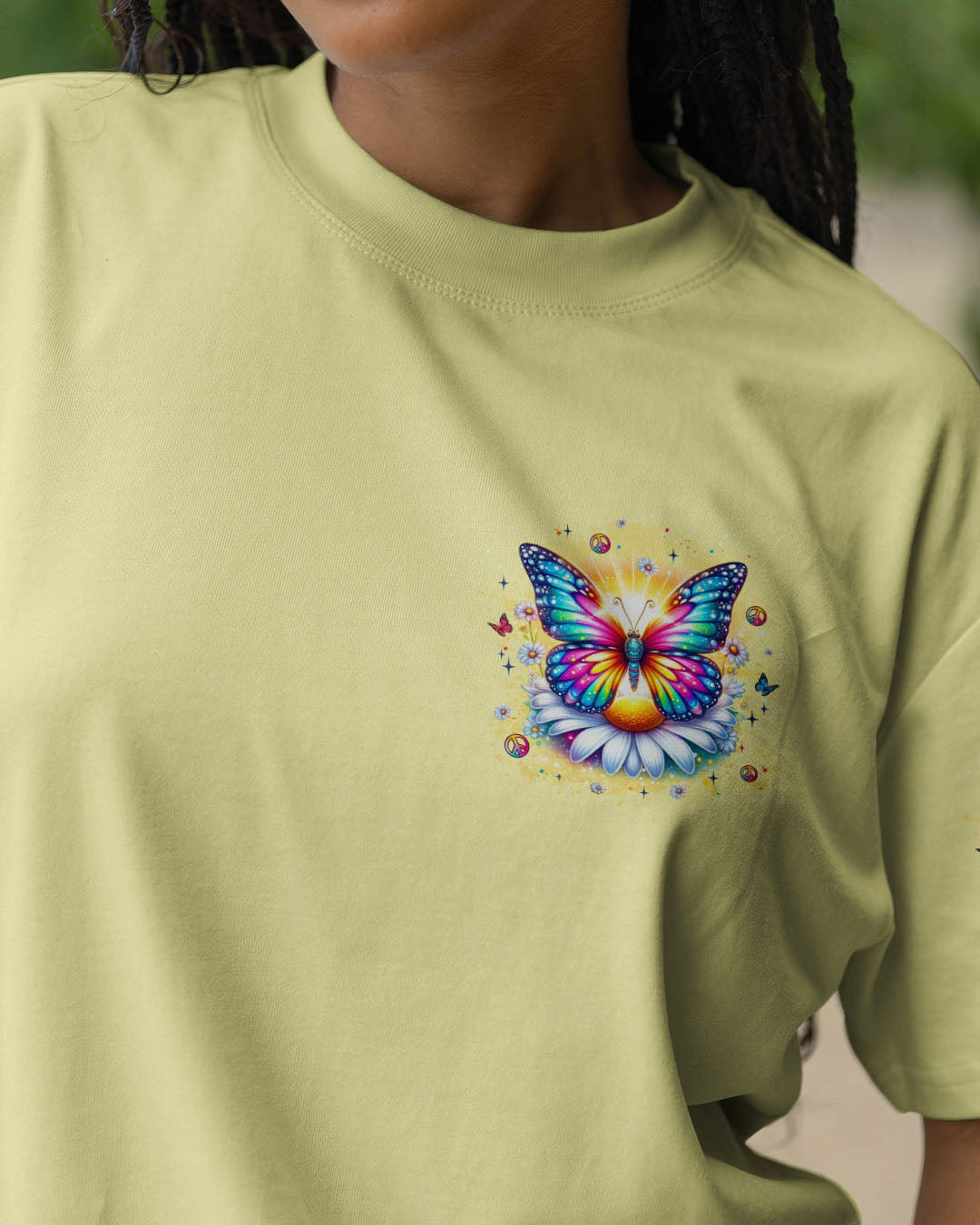 Butterfly Be You The World Will Adjust T-Shirt Colorful Butterfly Daisy Merch Gift For Wife
