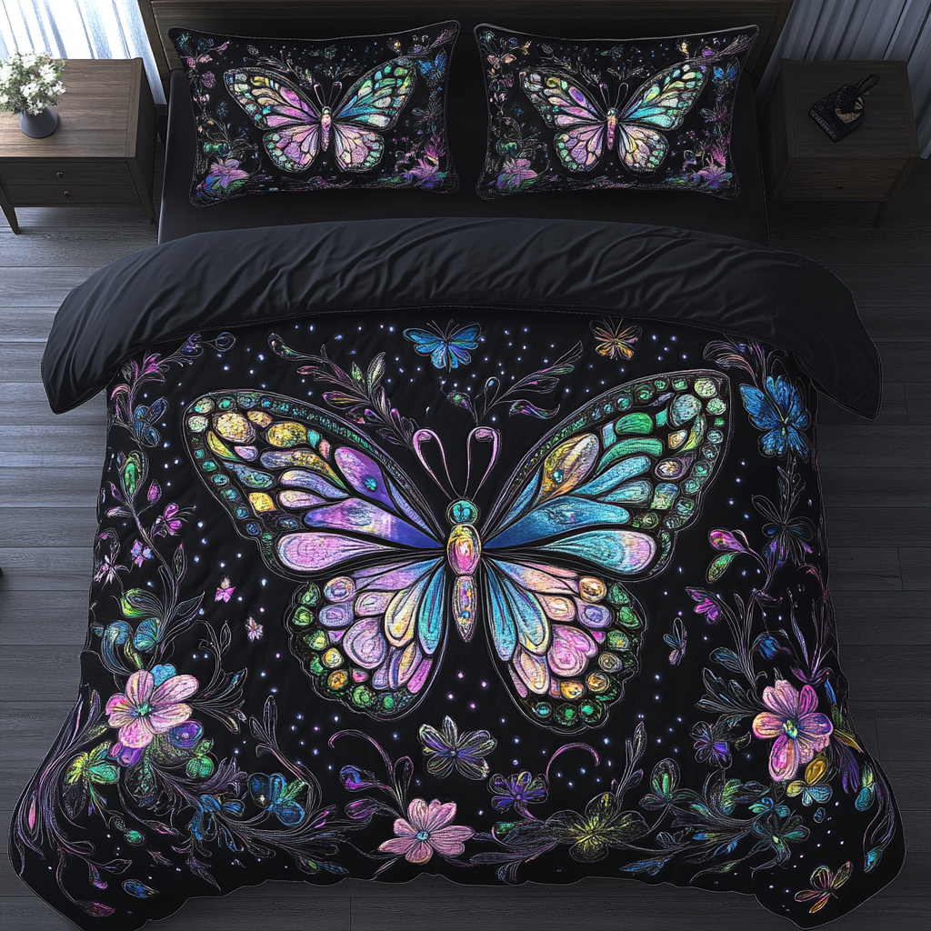 Butterfly Bliss Quilted Bedding Set Best King Bed Sheets Butterfly Gifts For Grandma