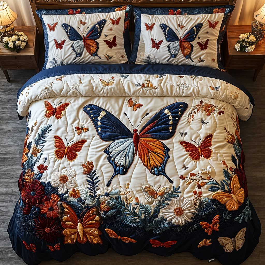 Butterfly Bliss Quilted Bedding Set Unique Bed Sheets Butterfly Gifts For Friends