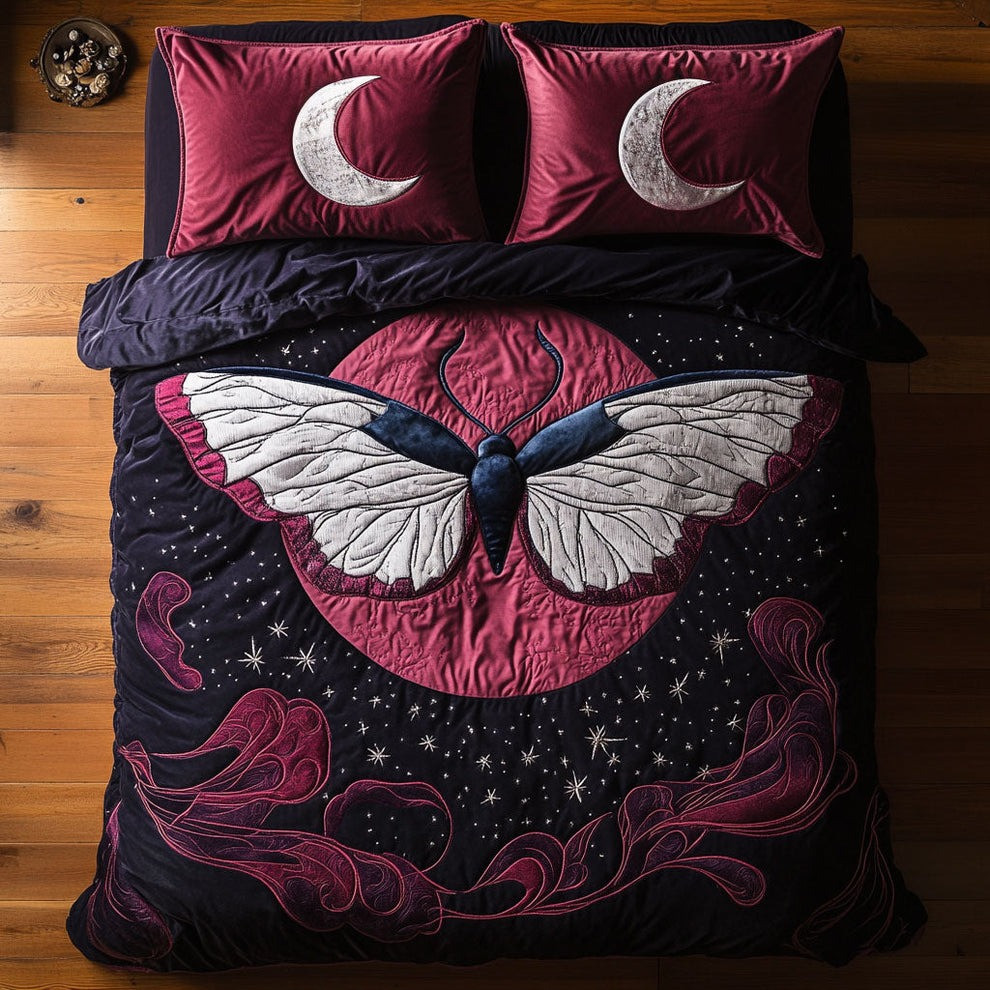 Butterfly Blood Moon Spirit Quilted Bedding Set Gothic Bed Sheet Set Bedroom Decor