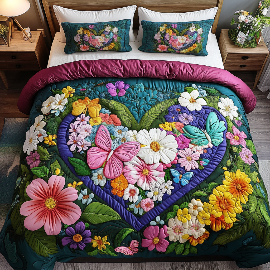 Butterfly Bloom Quilted Bedding Set Unique Sheet Sets Butterfly Mothers Day Gifts