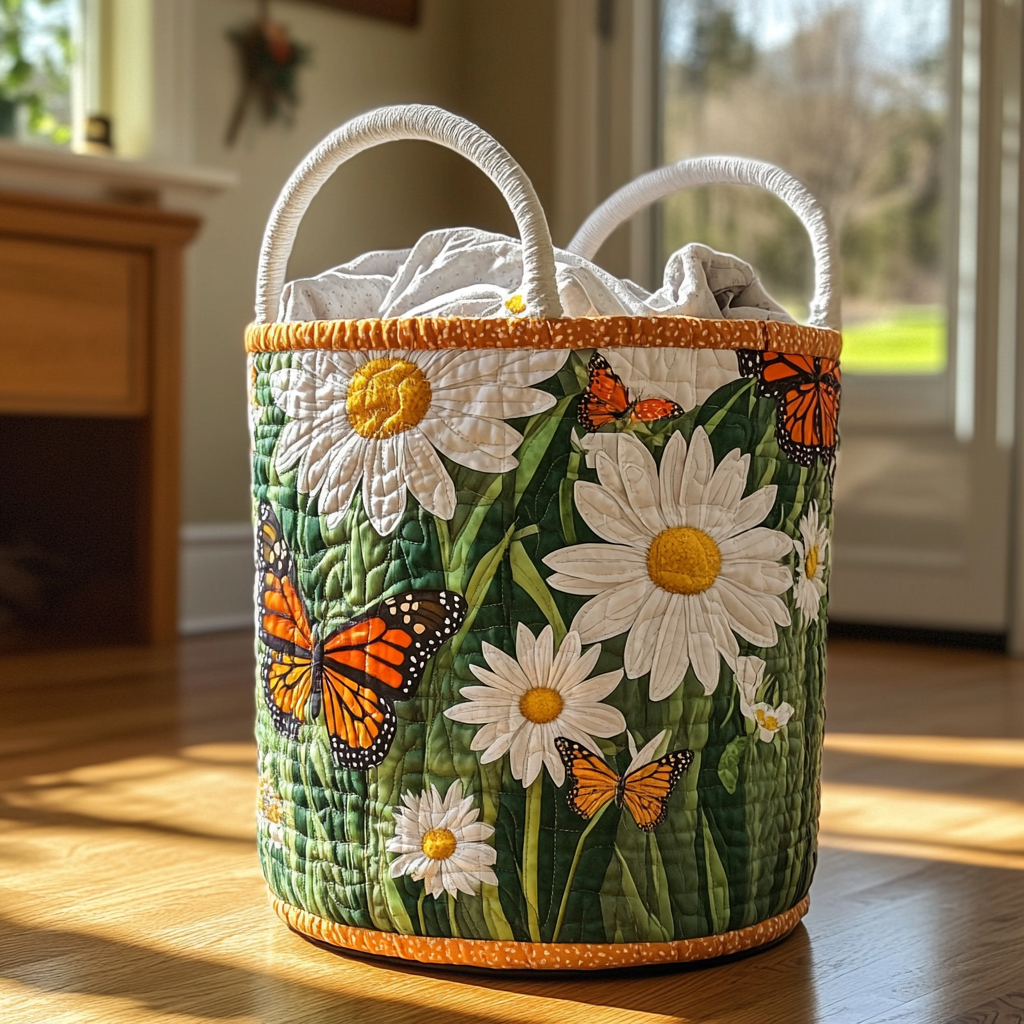 Butterfly Bloom Quilted Laundry Basket Folding Laundry Hamper Awesome Gifts For Butterfly Lovers