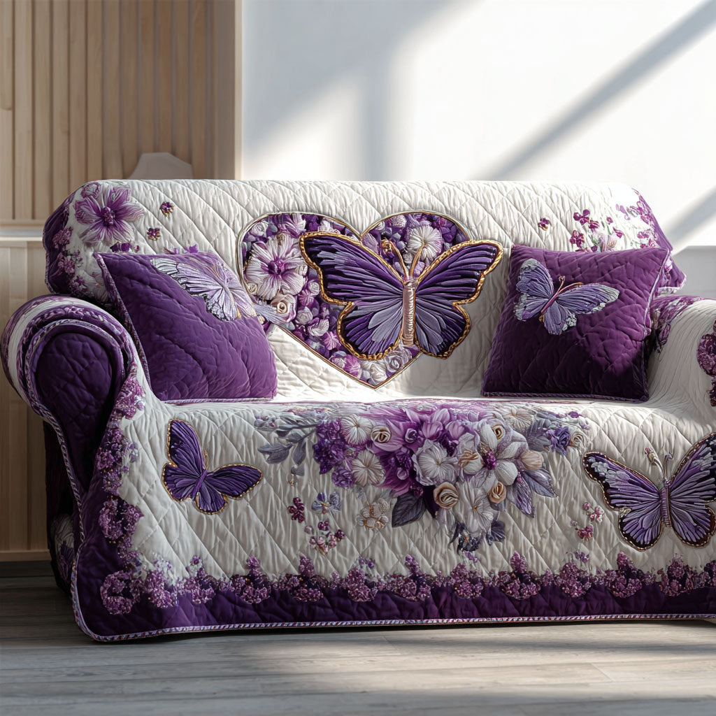 Butterfly Bloom Quilted Sofa Cover Couch Covers Sofa Cover Butterfly Gift Ideas For Her