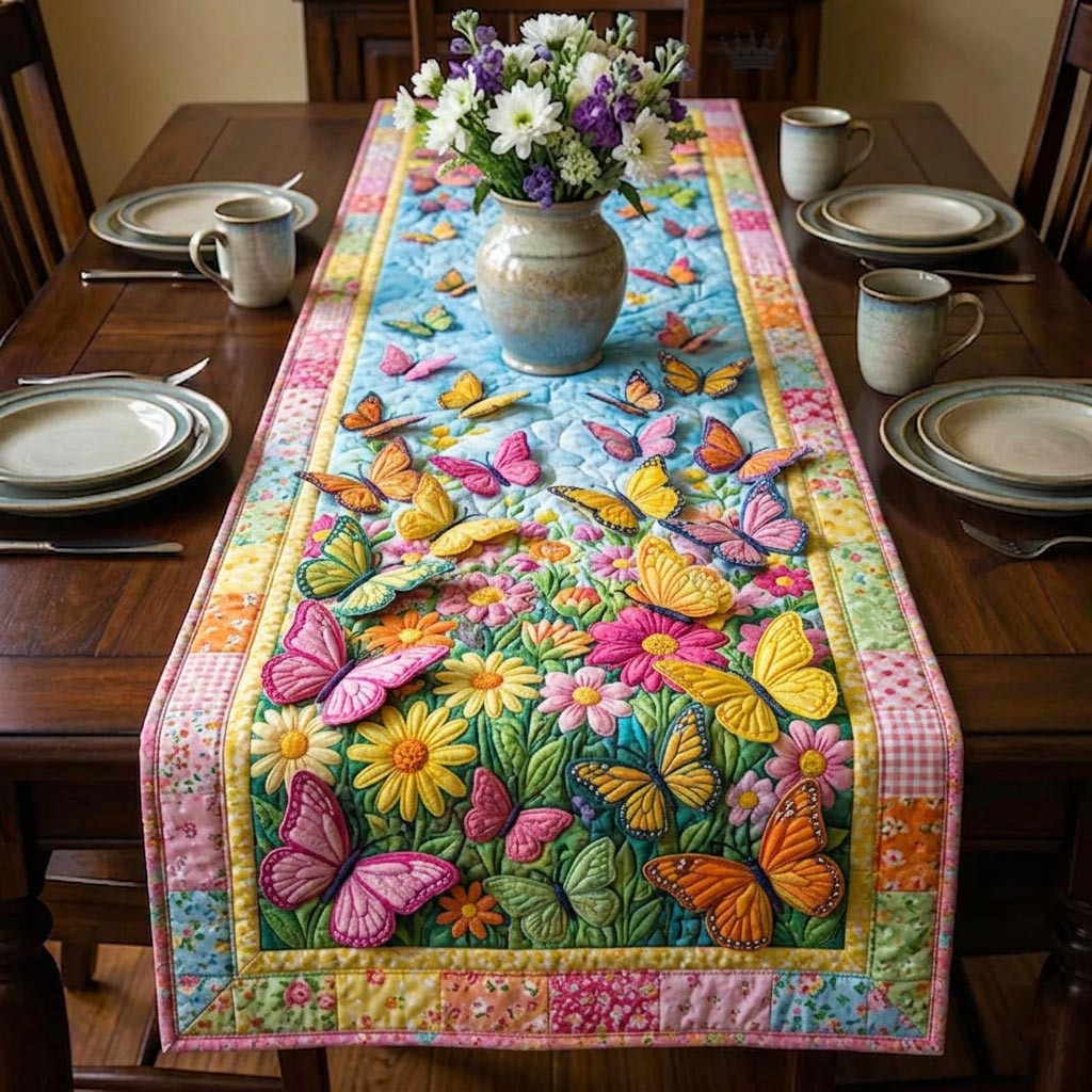 Butterfly Bloom Quilted Table Runner Formal Dining Table Runners Best Butterfly Gifts