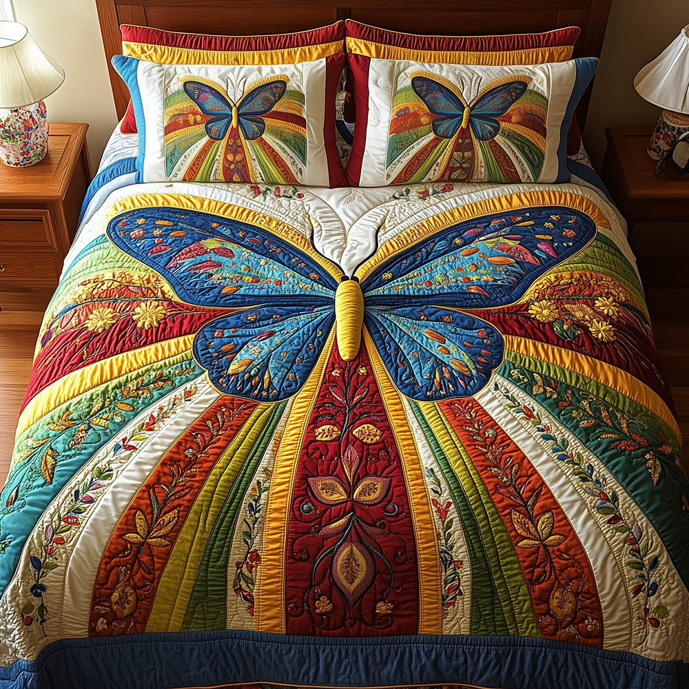 Butterfly Charm Quilted Bedding Set Best King Bedding Sets Gifts With Butterfly Theme