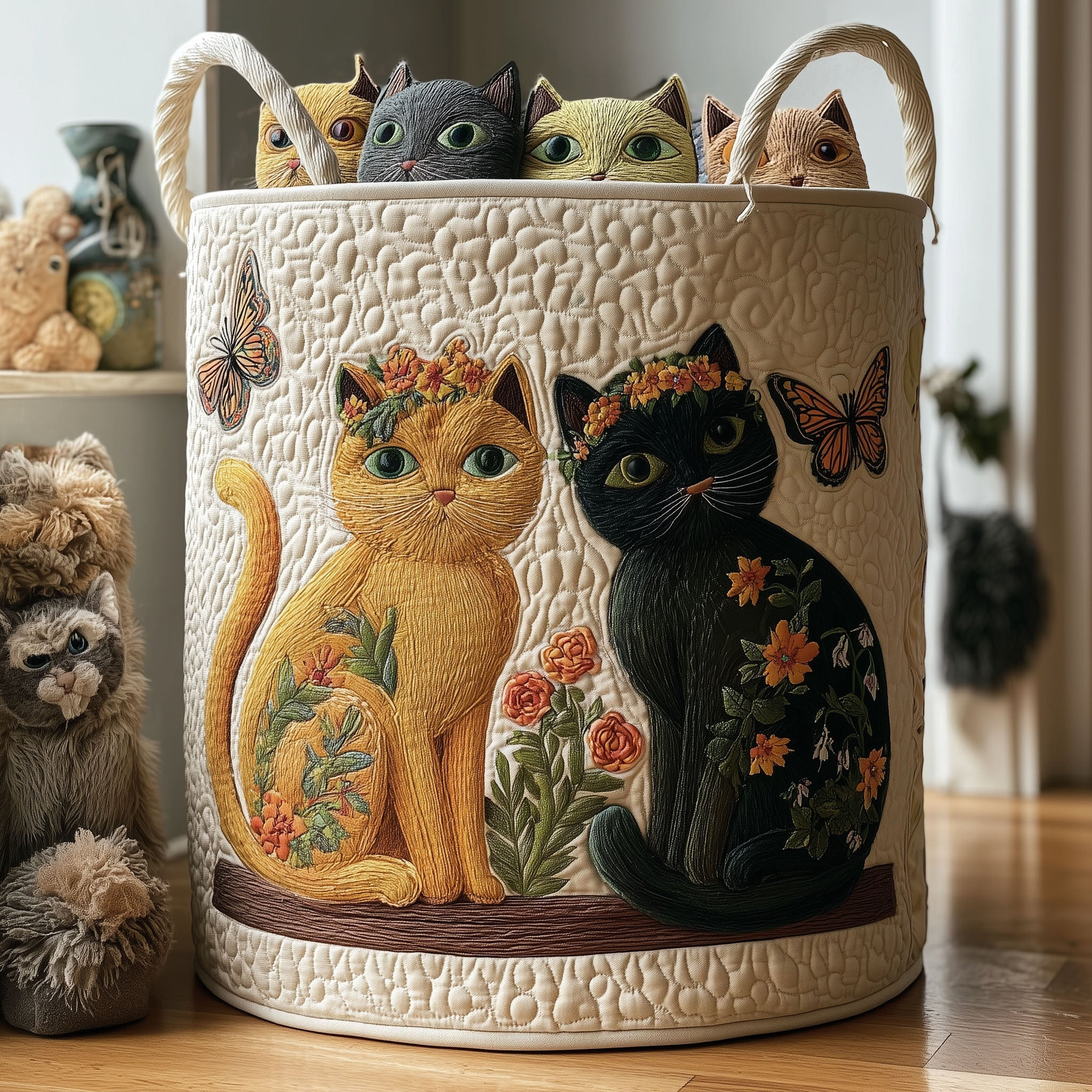Butterfly Chase Quilted Laundry Basket Laundry Hamper Gift Idea For New Homeowner
