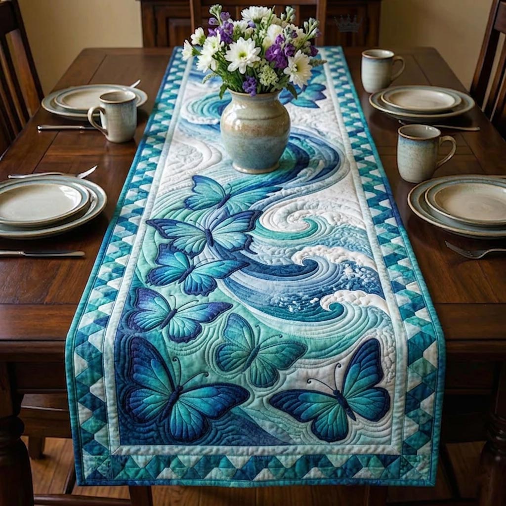 Butterfly Dream Quilted Table Runner Dining Room Table Toppers Butterfly Themed Gifts For Adults