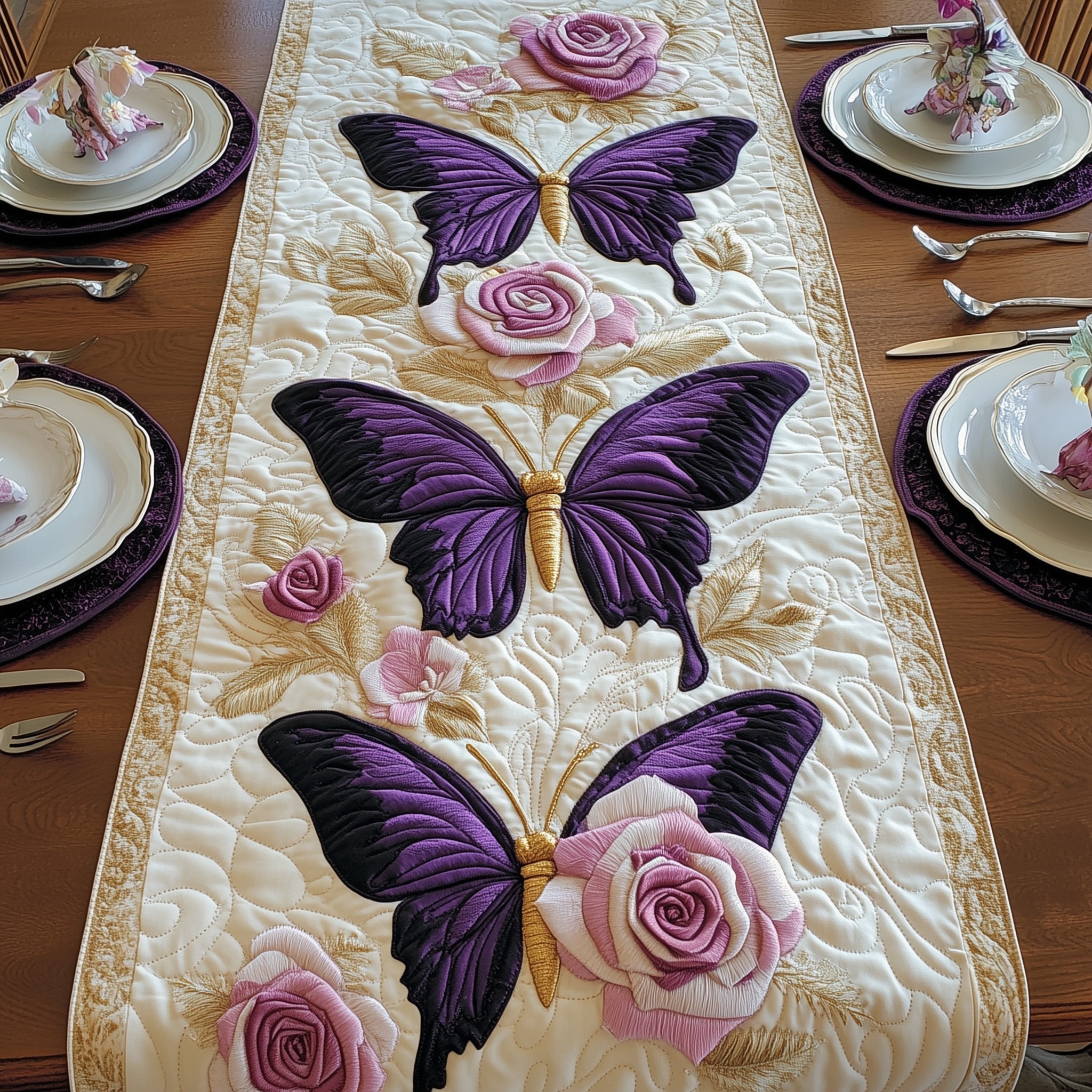 Butterfly Garden Quilted Table Runner Dinner Table Decor Butterfly Birthday Gifts