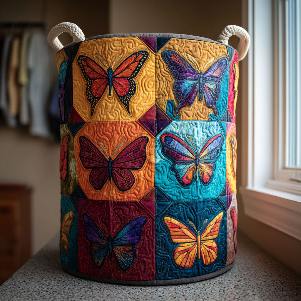 Butterfly Harmony Quilted Laundry Basket Unique Laundry Hamper Butterfly Lover Gifts For Women