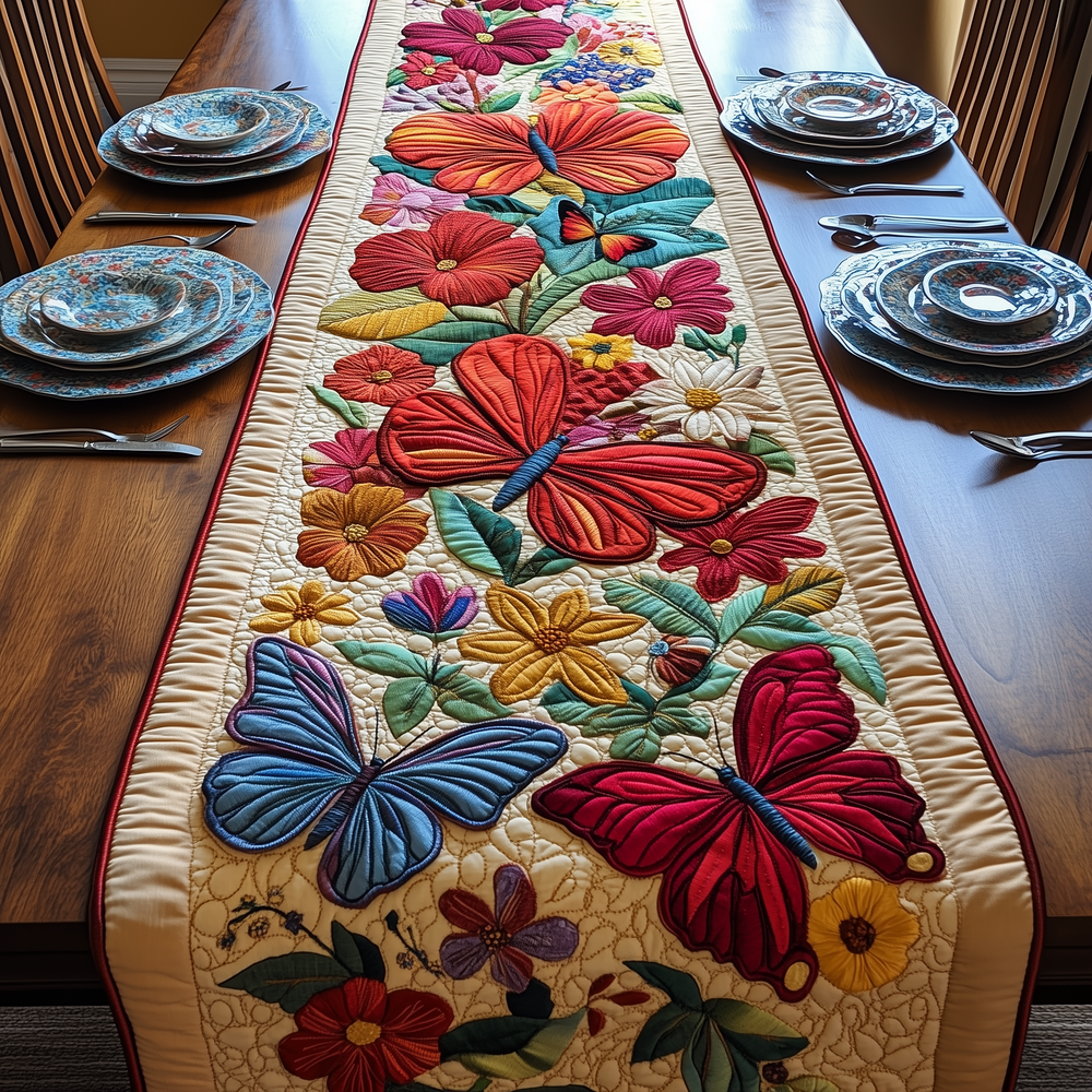 Butterfly Haven Quilted Table Runner Kitchen Table Runners Butterfly Gifts For Ladies