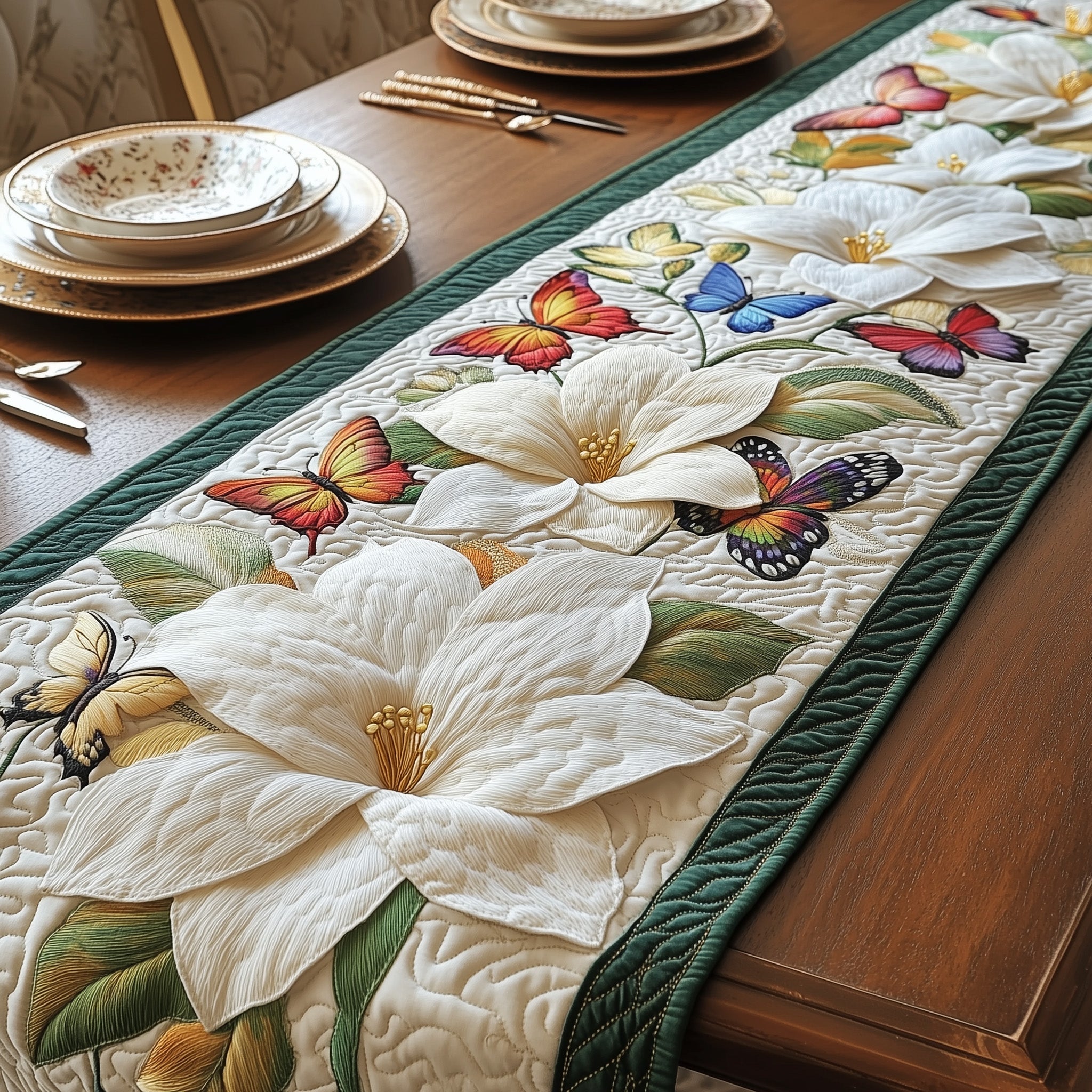 Butterfly Magnolia Quilted Table Runner Dining Room Table Decor Ideas Butterfly Gifts For Grandma
