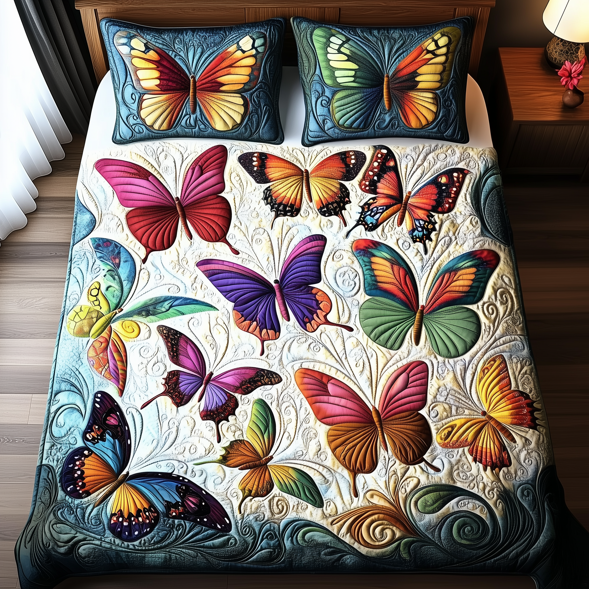 Butterfly Quilted Bedding Set Best King Sheets Butterfly Mothers Day Gifts
