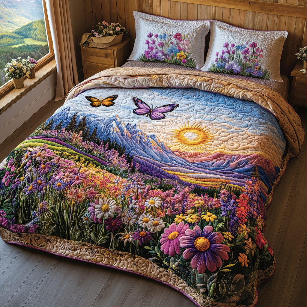 Butterfly Serenade Quilted Bedding Set Aesthetic Room Decor Cute Butterfly Gifts