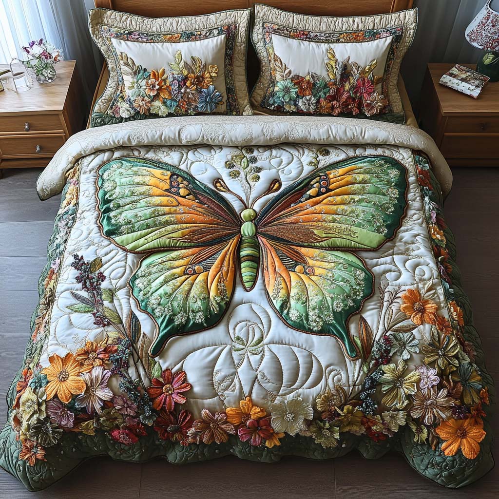 Butterfly Sky Quilted Bedding Set Cute Bed Sheets Butterfly Birthday Gifts
