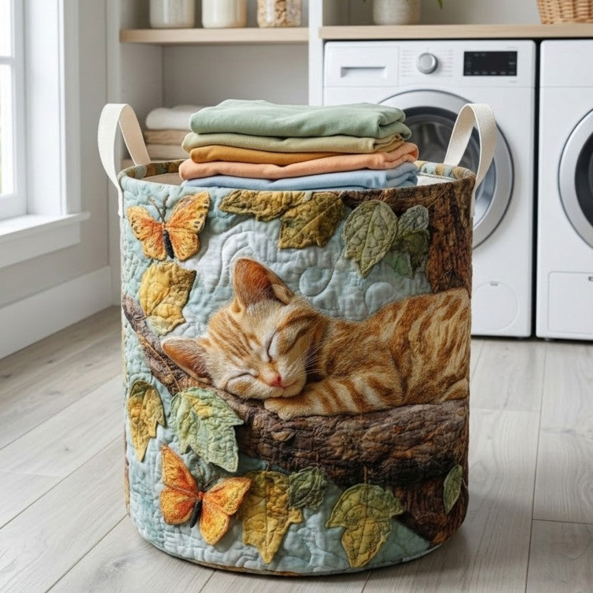 Butterfly Snooze Quilted Laundry Basket Unique Laundry Hamper Ideas Birthday Gifts For Cat Lovers