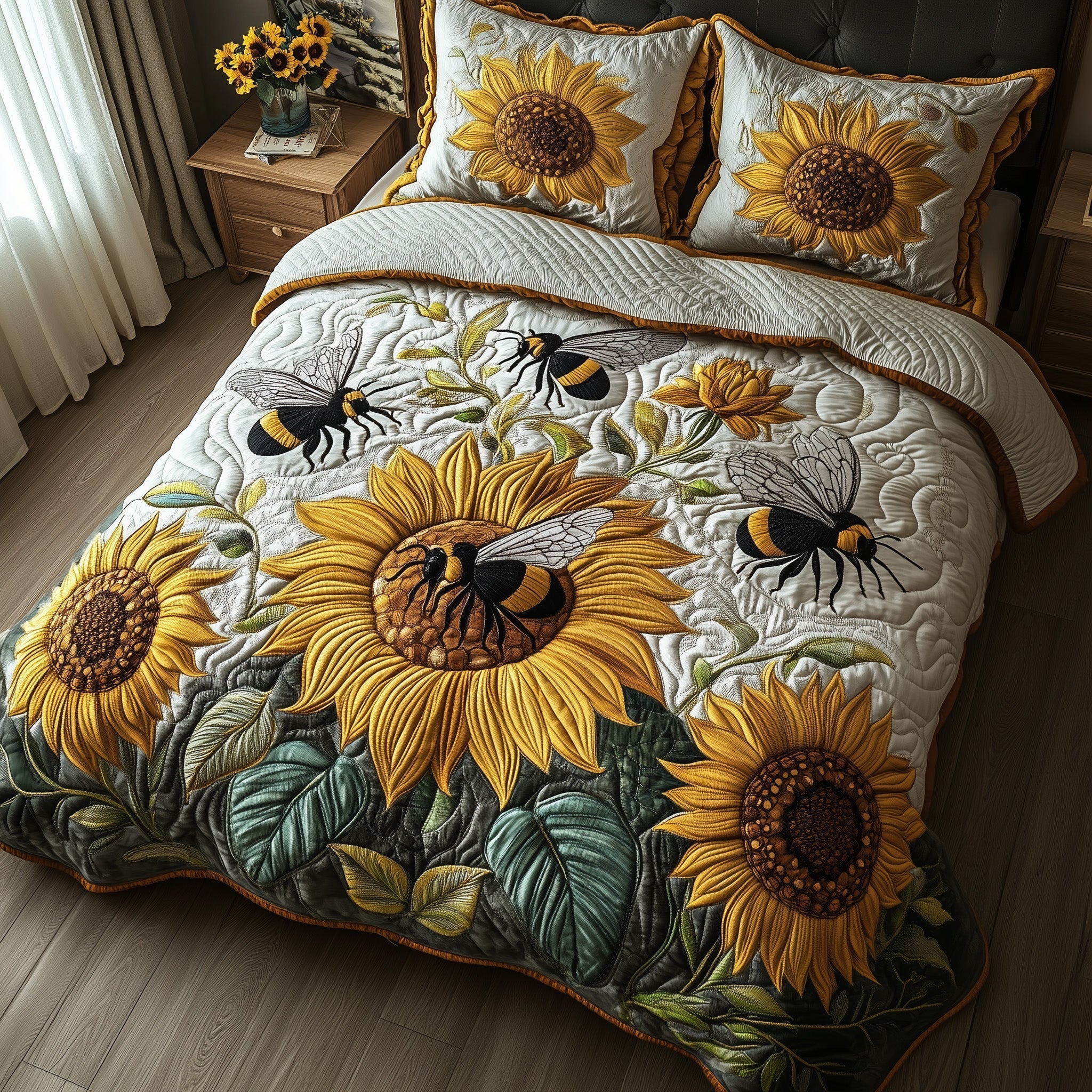 Buzzing Blossoms Quilted Bedding Set Great Sheet Sets Bee Themed Presents