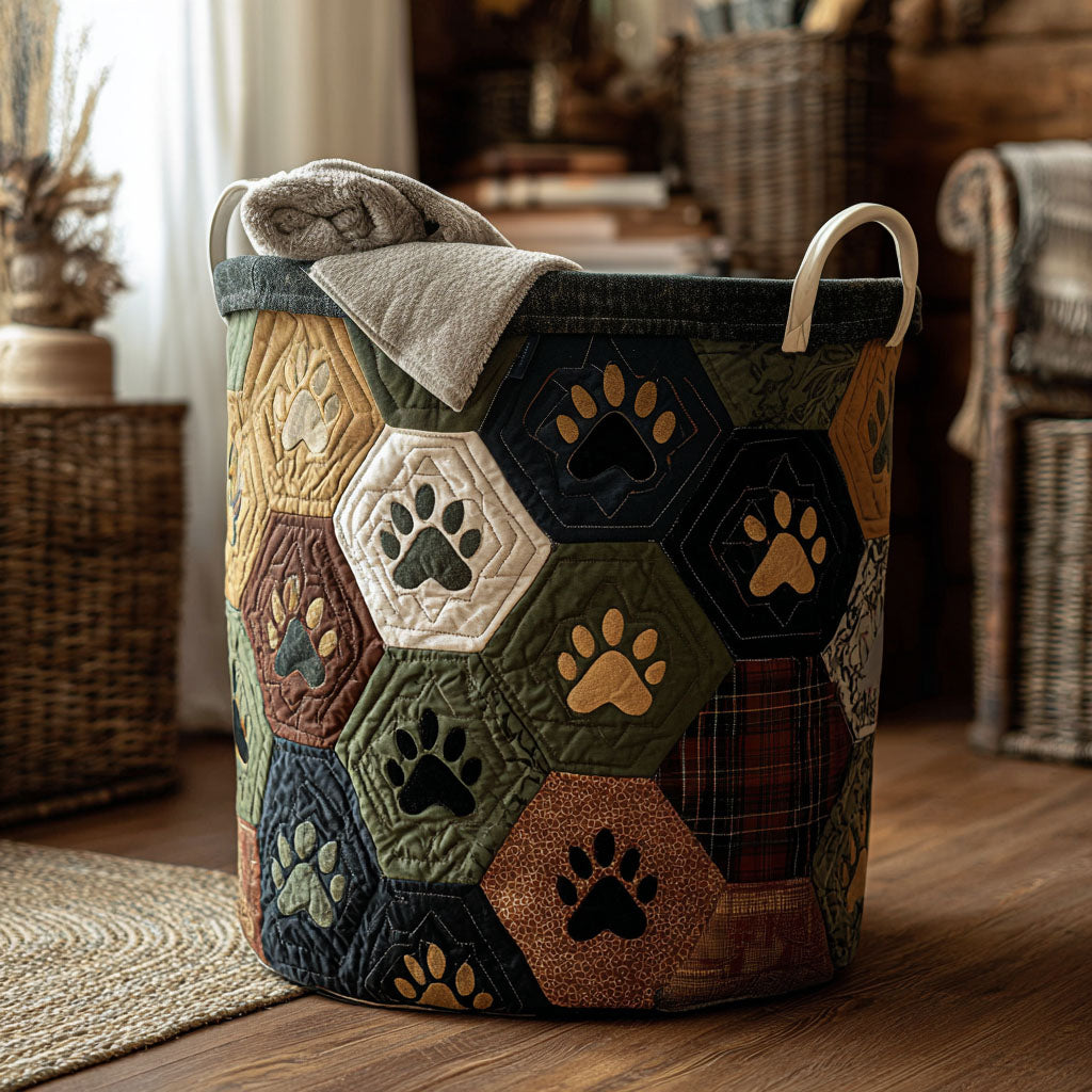 Cabin Comfort Paws Quilted Laundry Basket Rustic Farmhouse Laundry Basket Fathers Day Presents