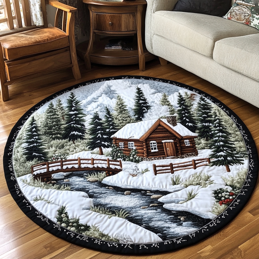 Cabin Comfort Quilted Round Mat Large Circle Rug Great Gifts For Dad