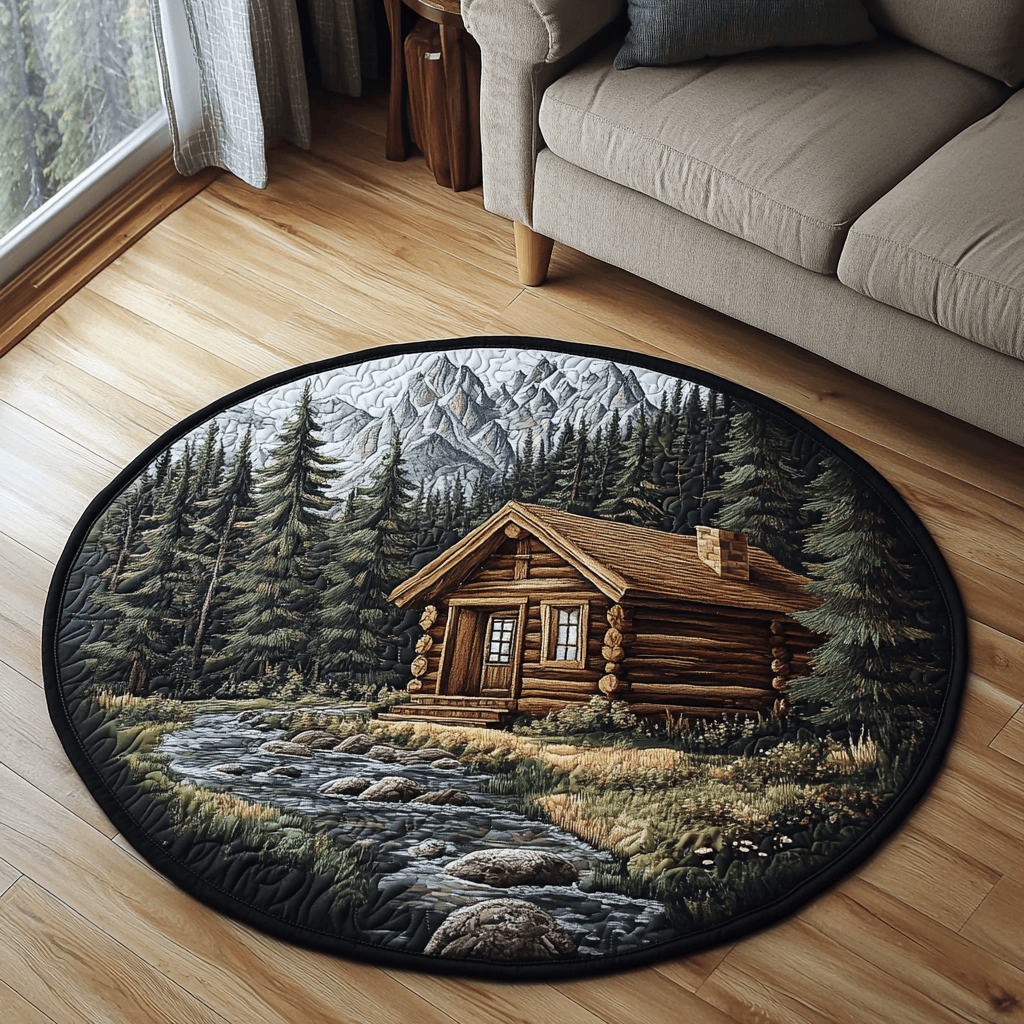 Cabin Comfort Quilted Round Mat Large Round Rugs For Living Room Cool Gifts For Dad