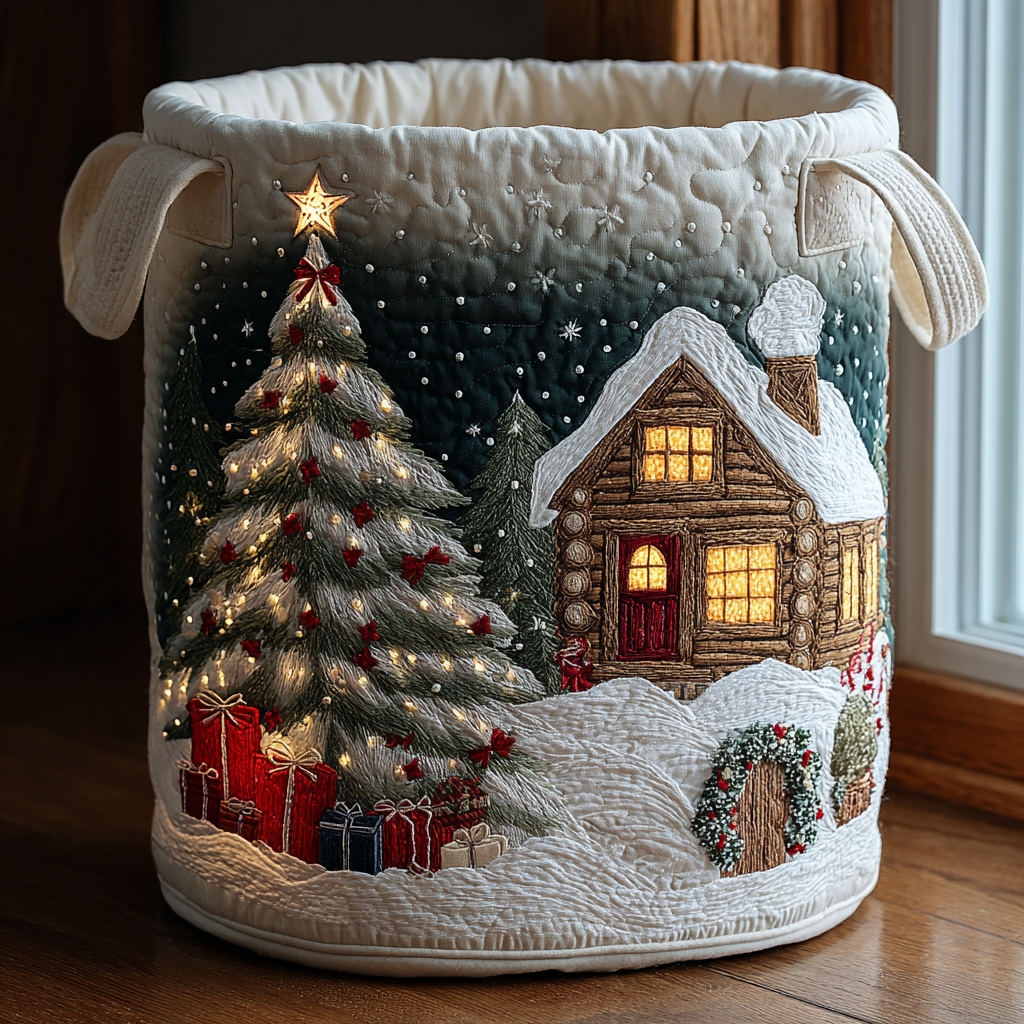 Cabin Glow Quilted Laundry Basket Unique Clothes Hamper Best Father's Day Gifts For First Time Dad