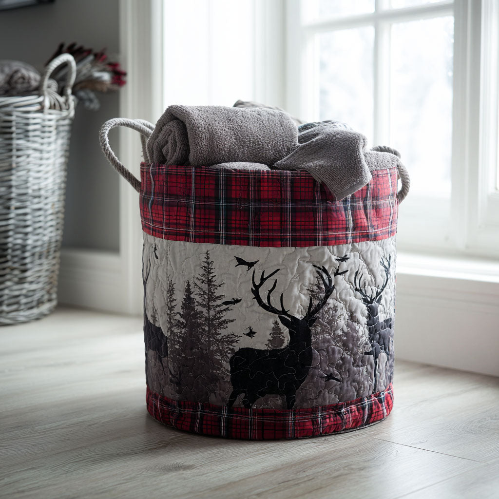 Cabin Heritage Plaid Quilted Laundry Basket Laundry Hamper Special Birthday Gifts For Dad