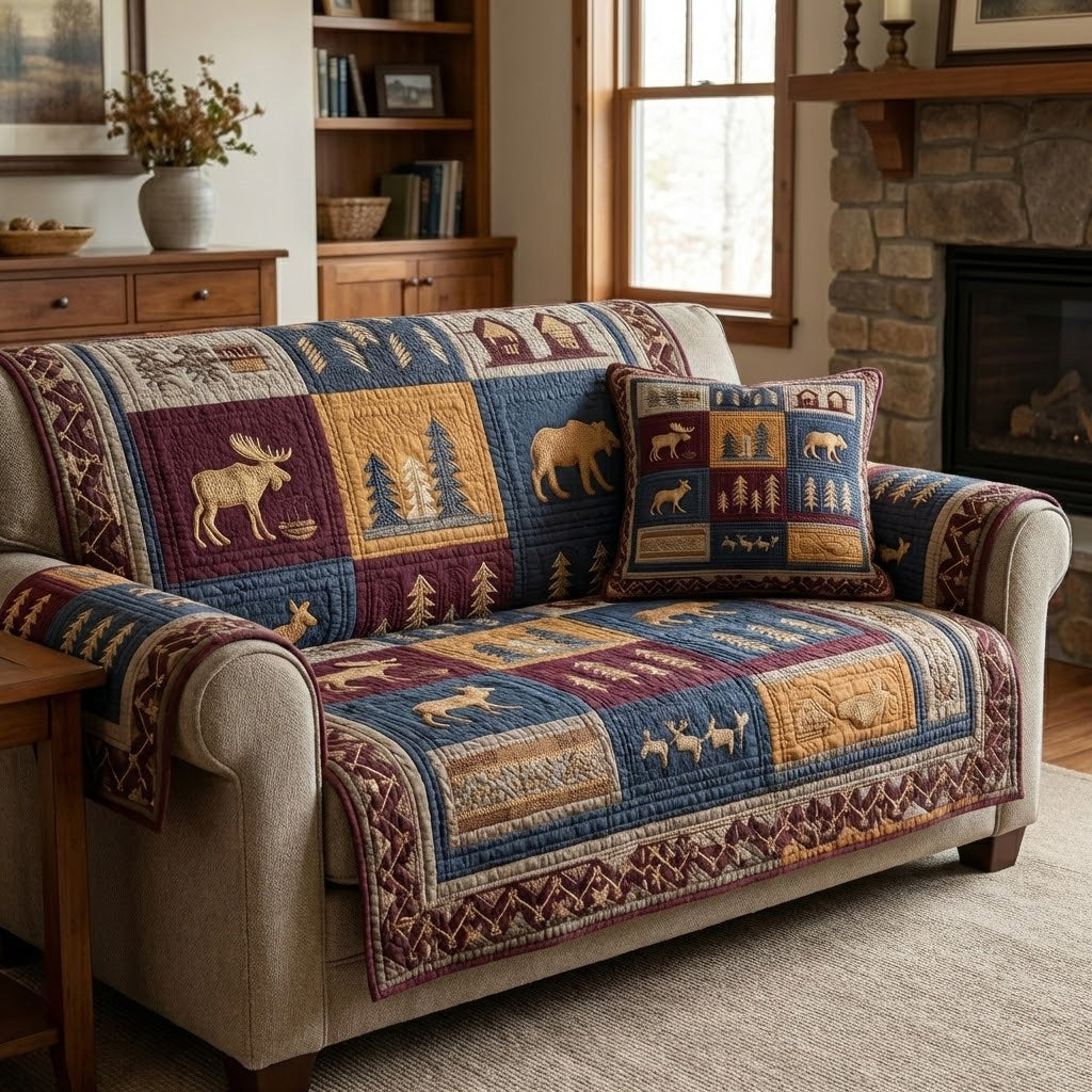 Cabin Moose Quilted Sofa Cover Best Sofa Covers Cute Bear Gift Ideas