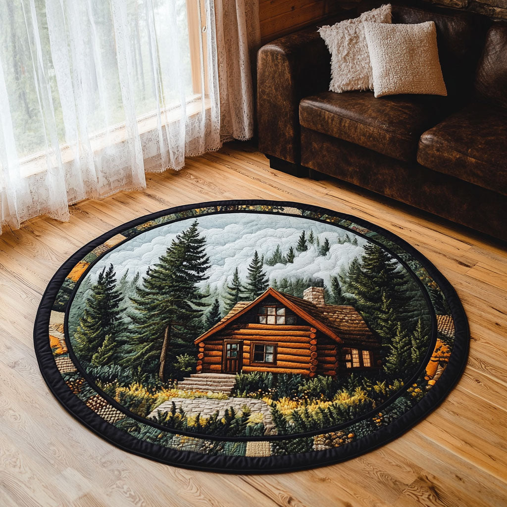 Cabin Retreat Quilted Round Mat Best Round Area Rugs Father In Law Gifts Dad's Day