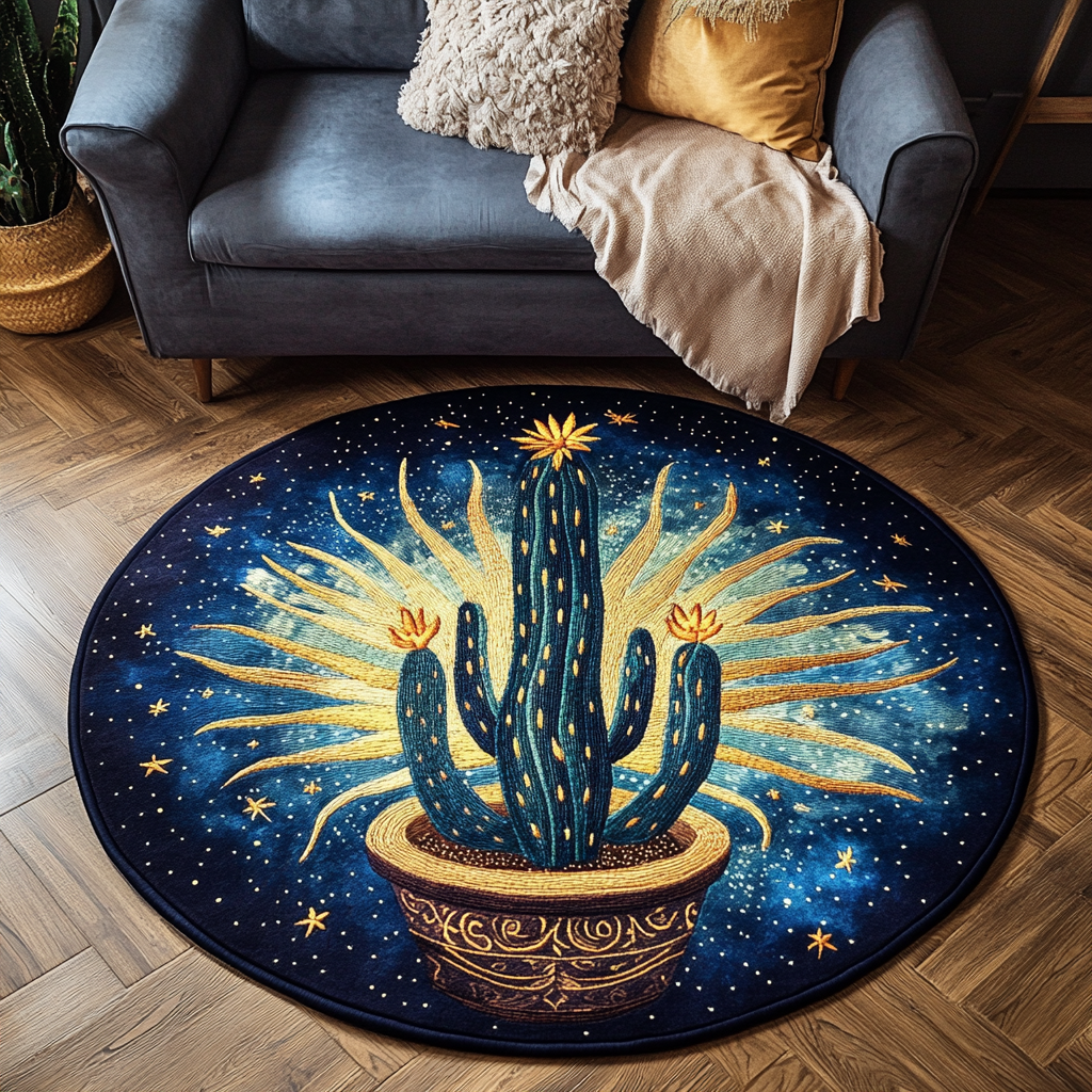 Cactus Breeze Quilted Round Mat Best Round Rugs For Living Room Christmas Cactus Gift