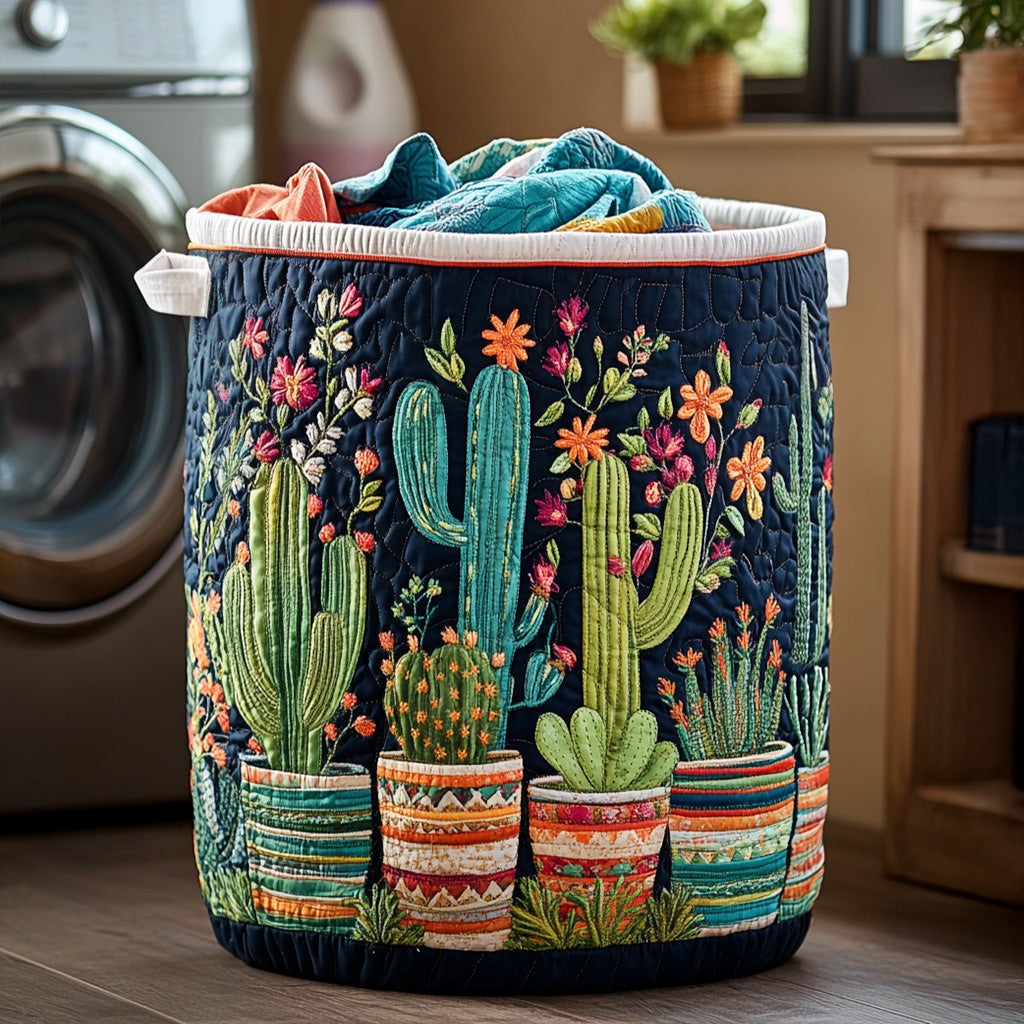 Cactus Charm Quilted Laundry Basket Laundry Room Decor Special Gifts For Mom