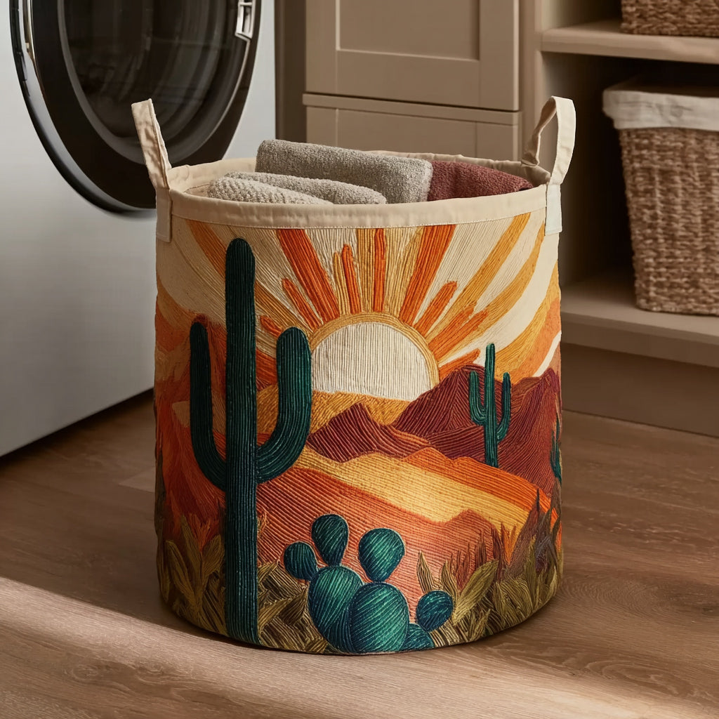 Cactus Desert Dawn Quilted Laundry Basket Clothes Basket Mother's Day Delivery