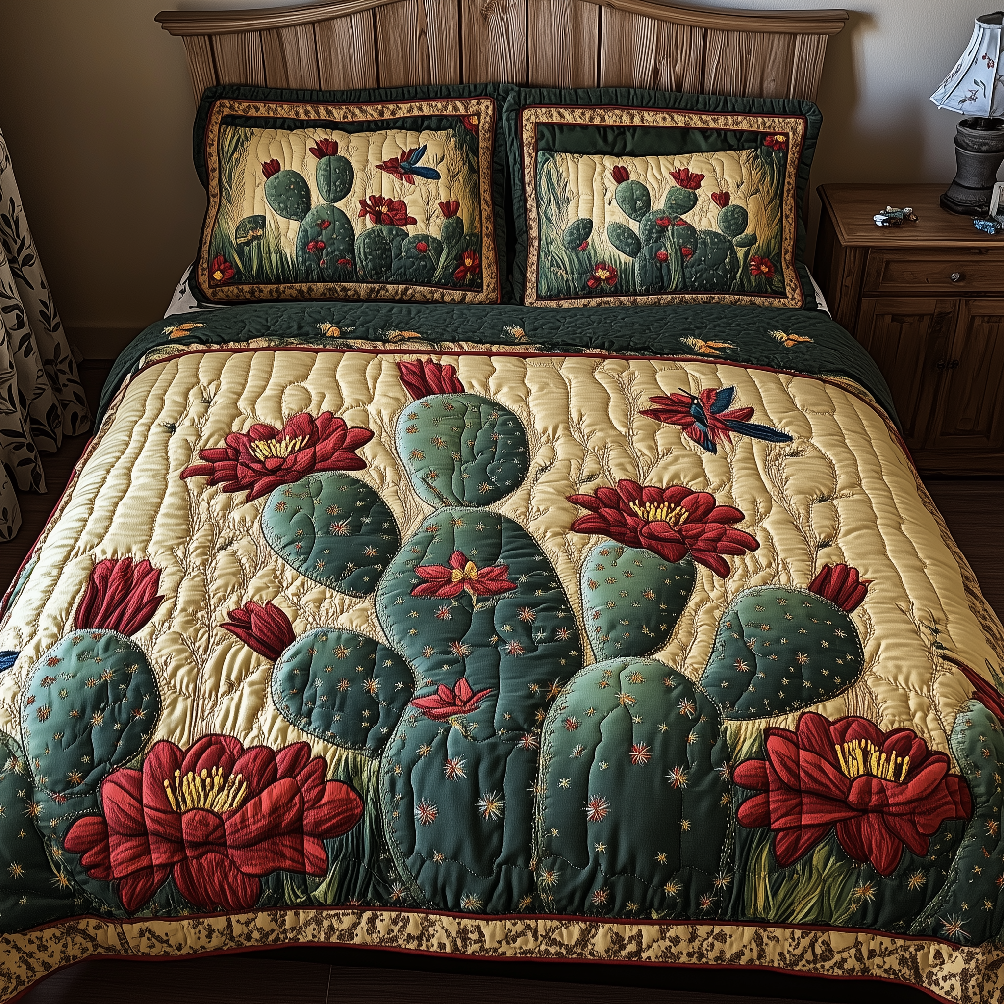 Cactus Dreamer Quilted Bedding Set Bedspreads Mother's Day Gifts For Daughter In Law