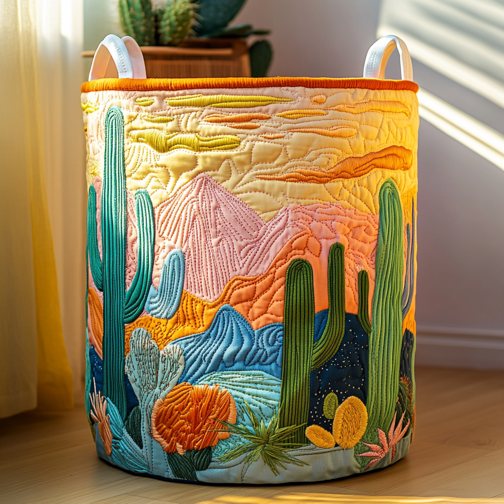 Cactus Fields Quilted Laundry Basket Hamper Basket Last Minute Mothers Day Gifts
