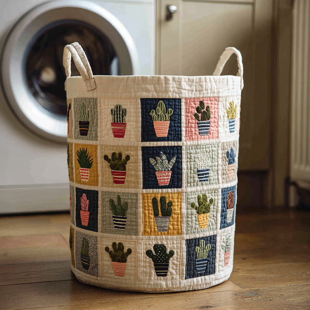 Cactus Flower Quilted Laundry Basket Hamper Basket Unique Mother's Day Gifts