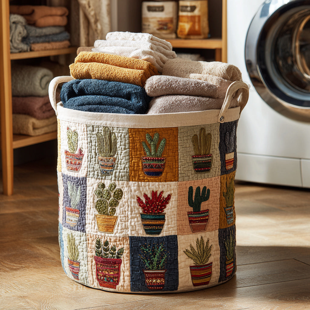 Cactus Harvest Quilted Laundry Basket Laundry Hamper Mothers Day Presents