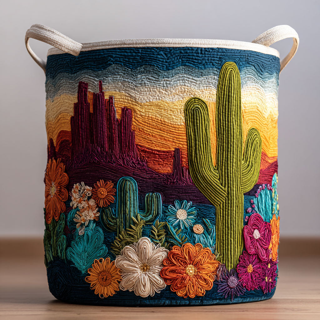 Cactus Horizon Quilted Laundry Basket Clothes Basket Storage Mother Present Ideas