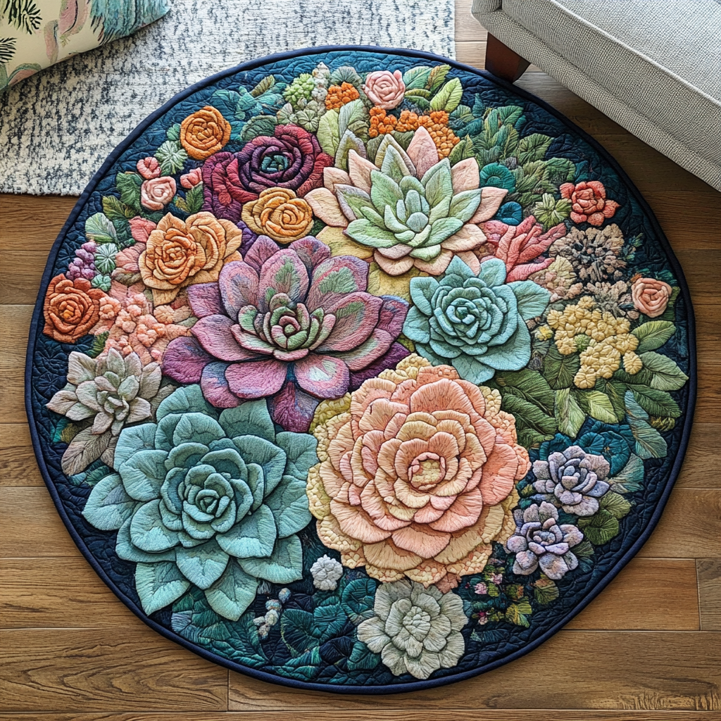 Cactus Love Quilted Round Mat Circle Rugs Small Top Father's Day Gifts