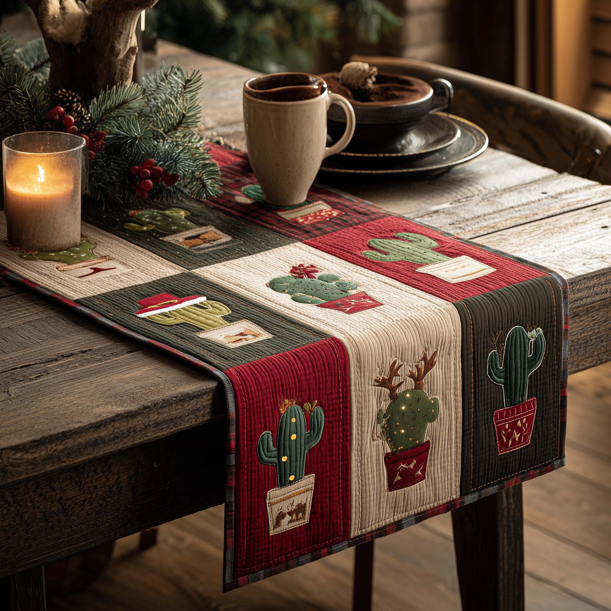 Cactus Patch Quilted Table Runner Dinner Table Decorations Christmas Christmas Gift Ideas