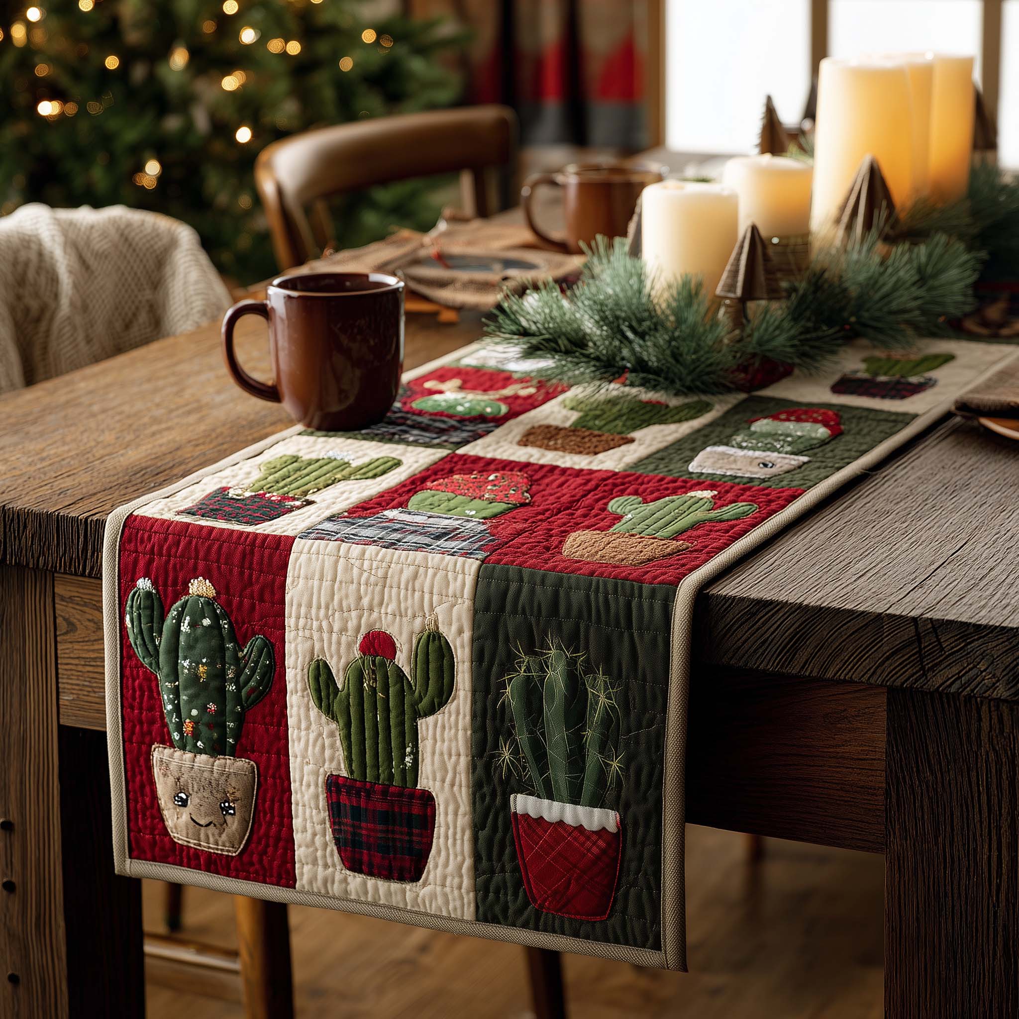 Cactus Patch Quilted Table Runner Holiday Dining Table Decor Gifts For Men Who Have Everything