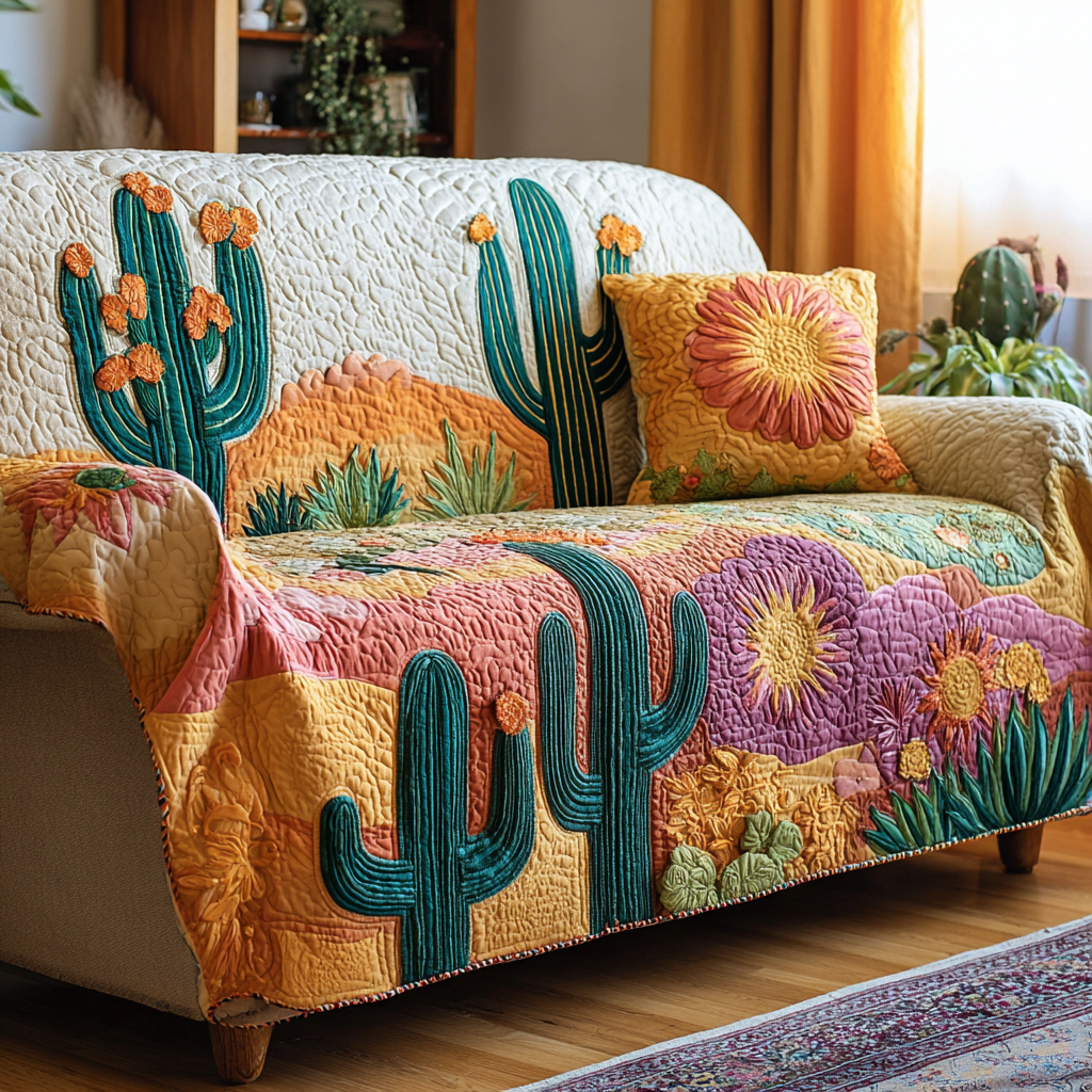 Cactus Path Quilted Sofa Cover Couch Covers For Couches Cactus Gifts For Her