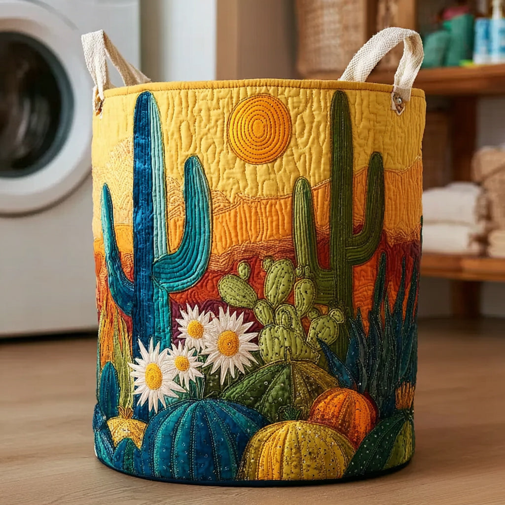 Cactus Sol Quilted Laundry Basket Best Clothes Hamper Best Gift For Mother On Mother's Day