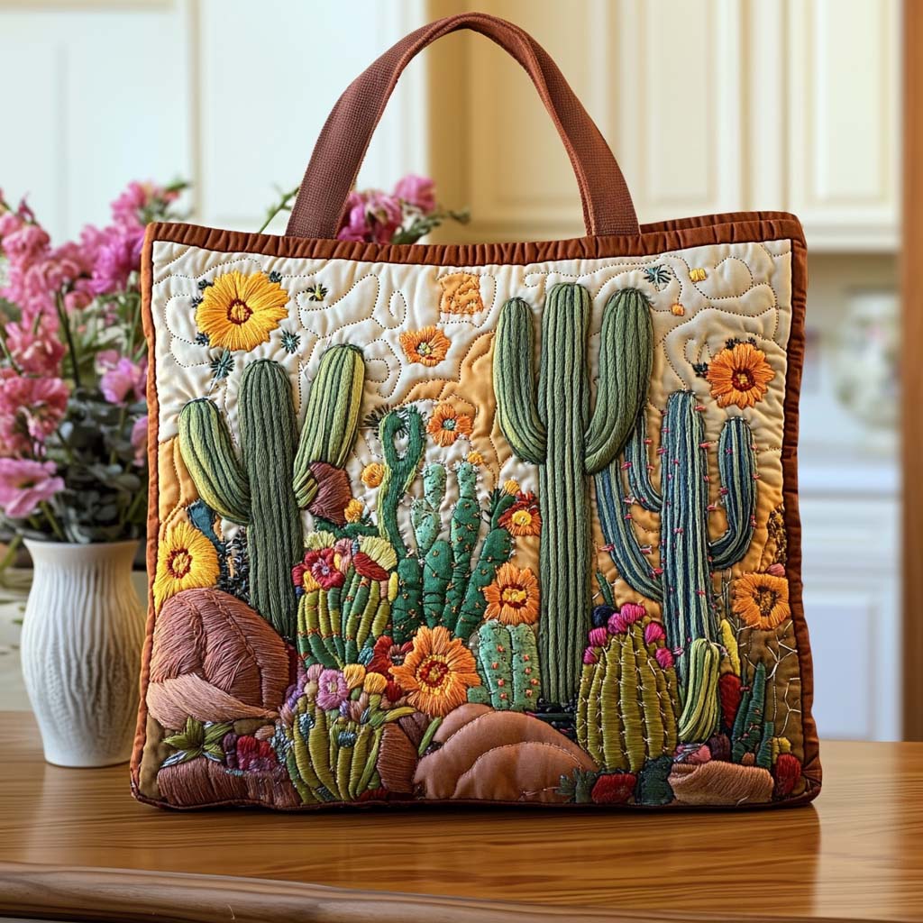 Cactus Summer Days Quilted Tote Bag The Best Tote Bag Unusual Mother's Day Gifts