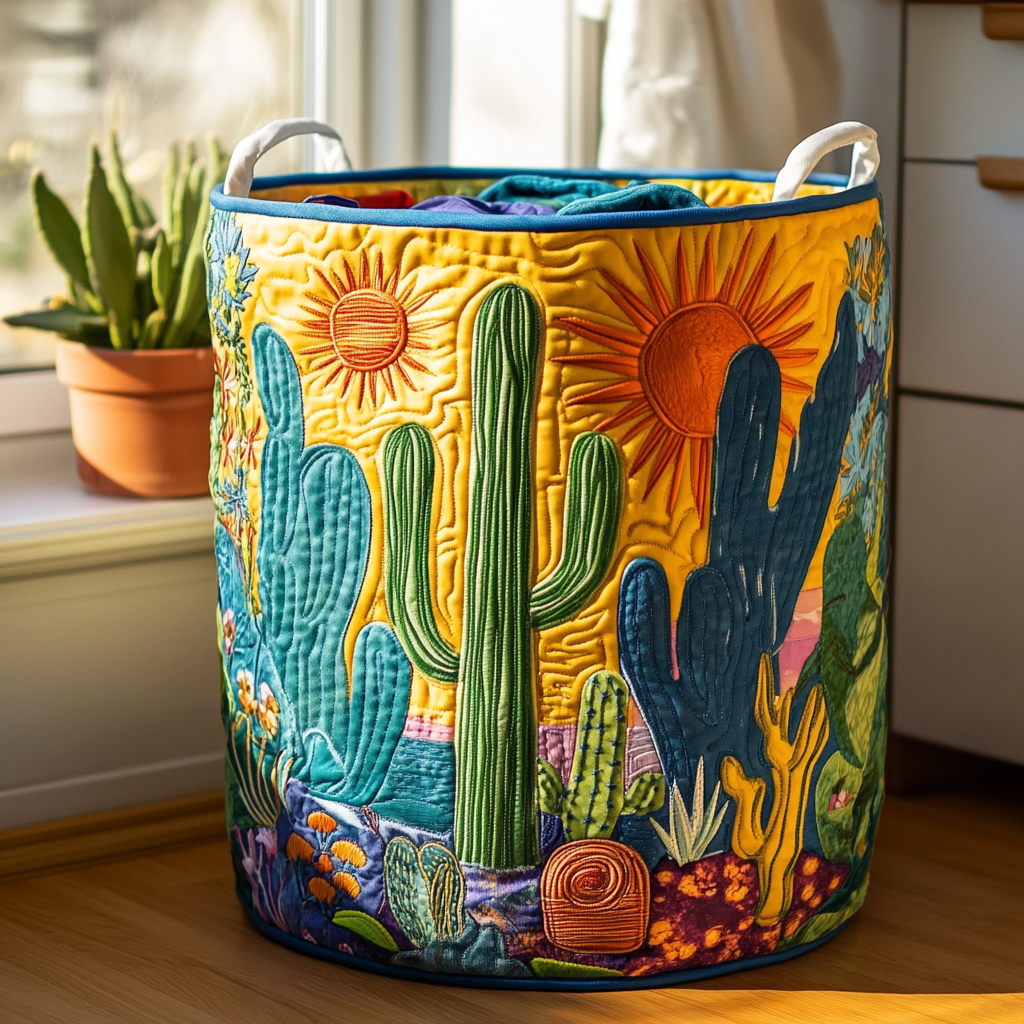 Cactus Trail Quilted Laundry Basket Laundry Decor Ideas Mothers Birthday Present