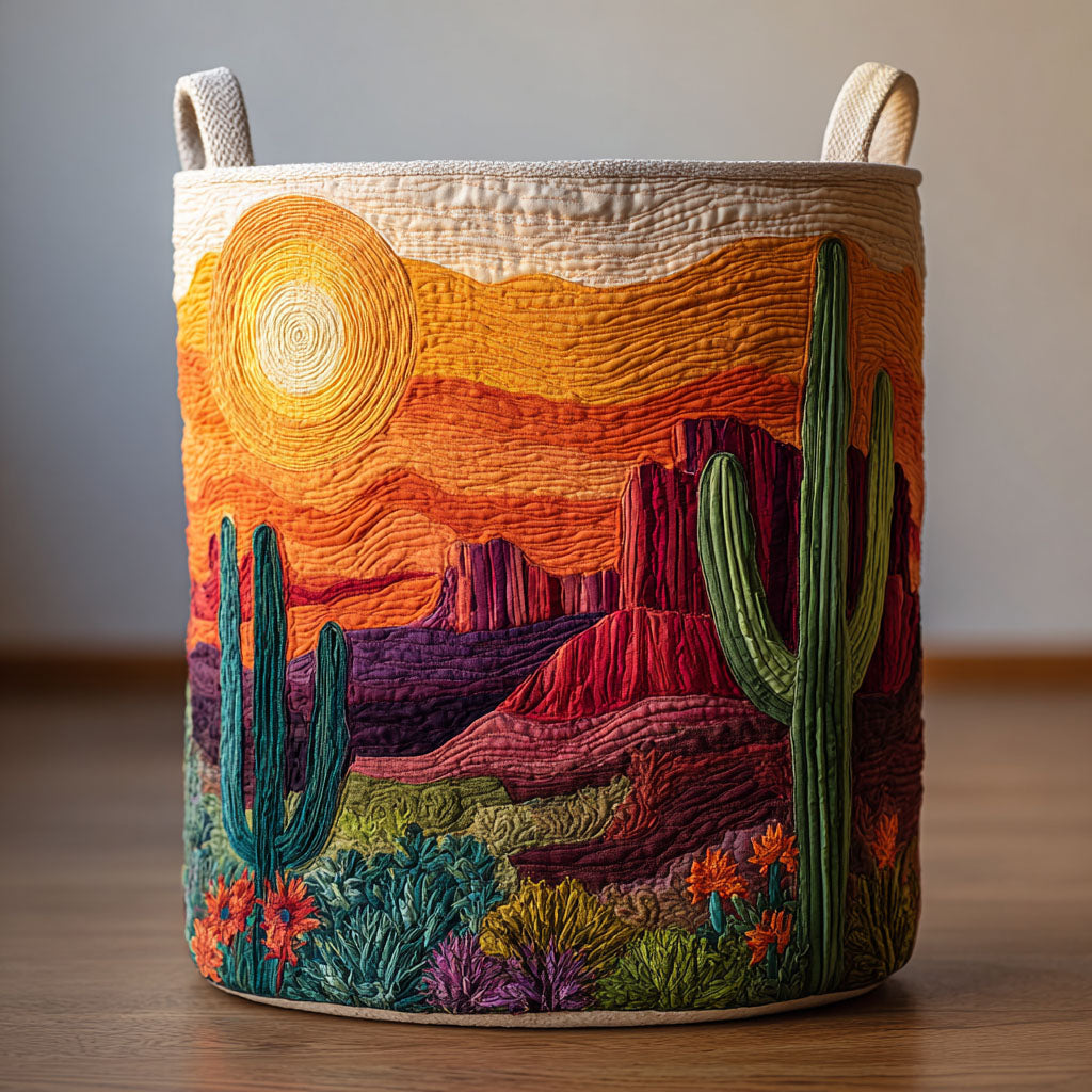 Cactus Valley Quilted Laundry Basket Farmhouse Laundry Basket Mothers Day Suggestions