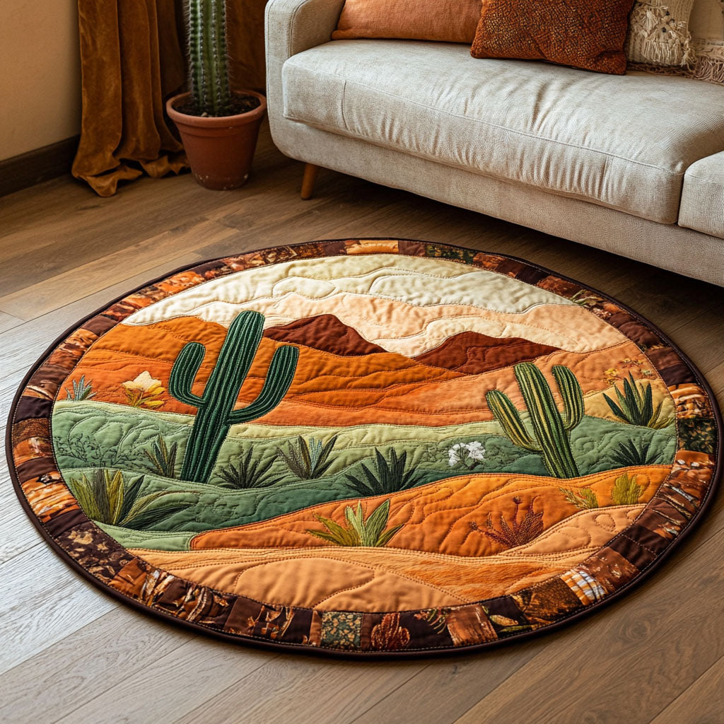 Cactus Valley Quilted Round Mat Floor Mat Round Cactus Inspired Gifts