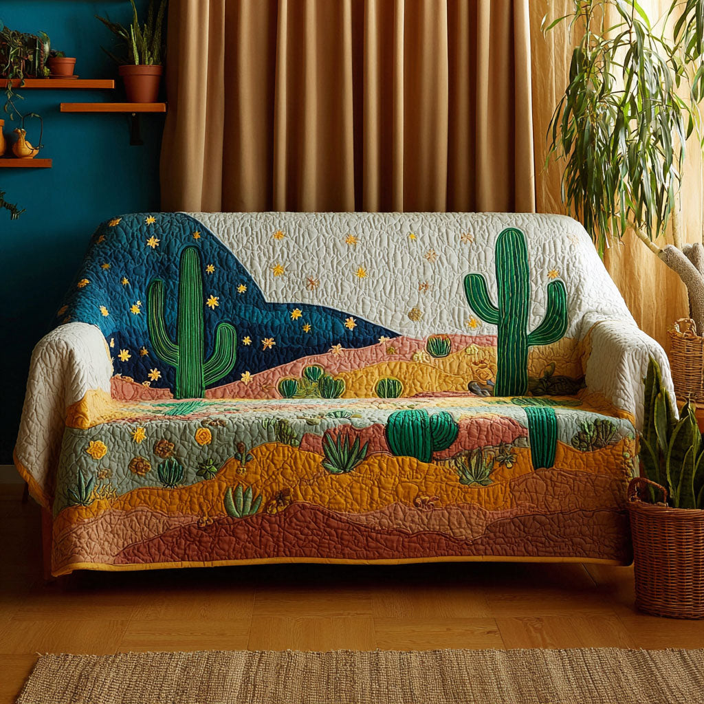 Cactus Valley Quilted Sofa Cover Best Sectional Couch Covers Gift For Cactus Lover