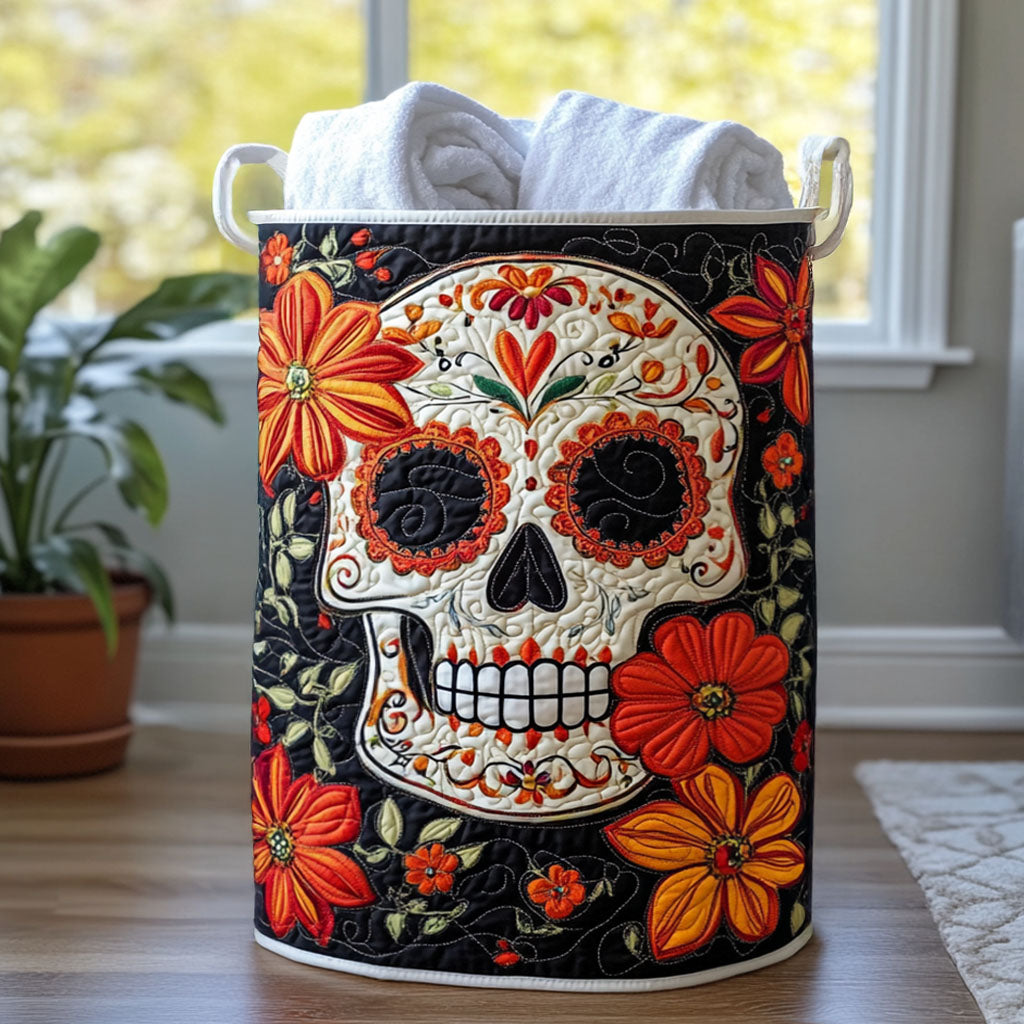 Calavera Bloom Quilted Laundry Basket Coolest Laundry Baskets Dia De Los Muertos Gifts