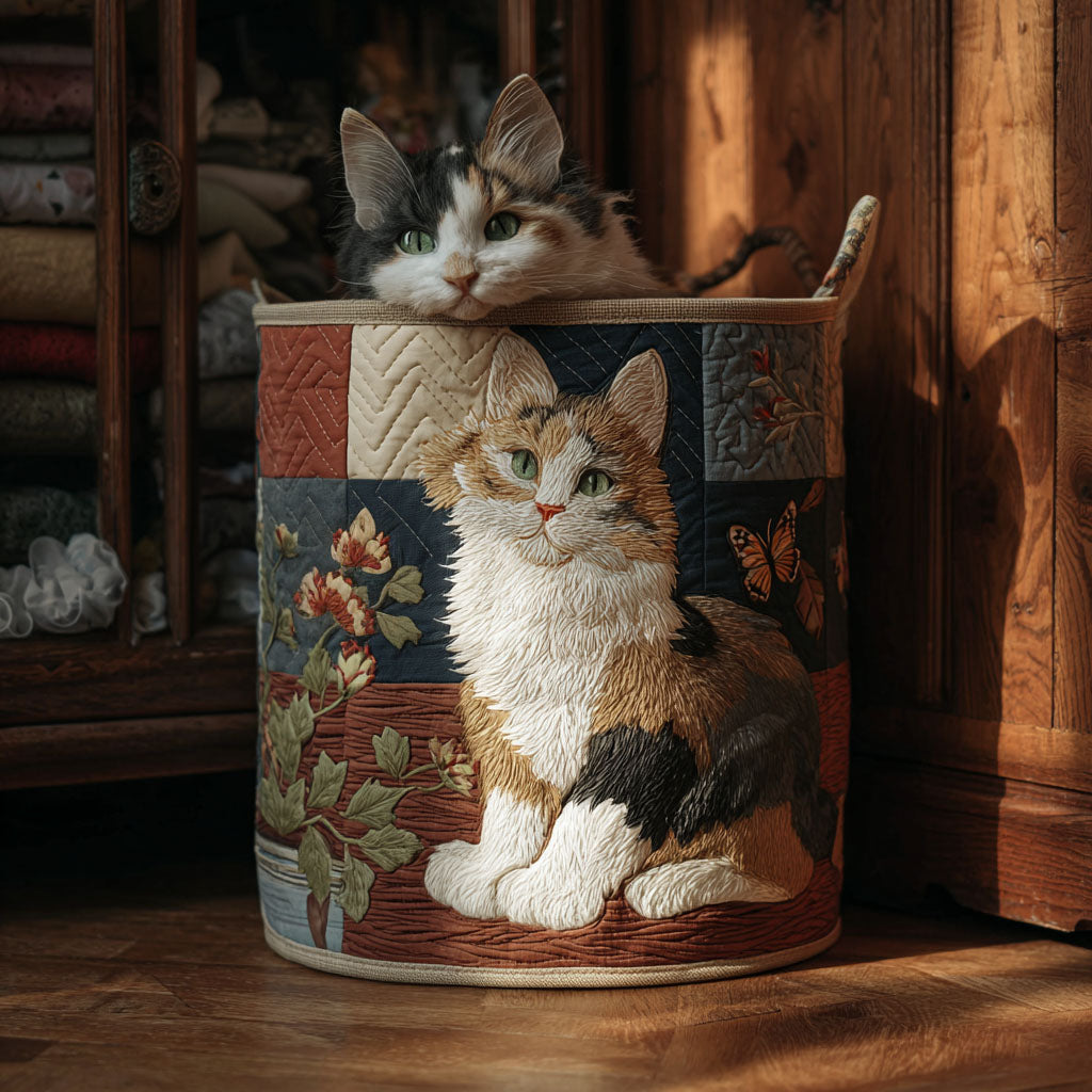 Calico Bloom Quilted Laundry Basket Storage Bins For Clothes House Warming Present Idea