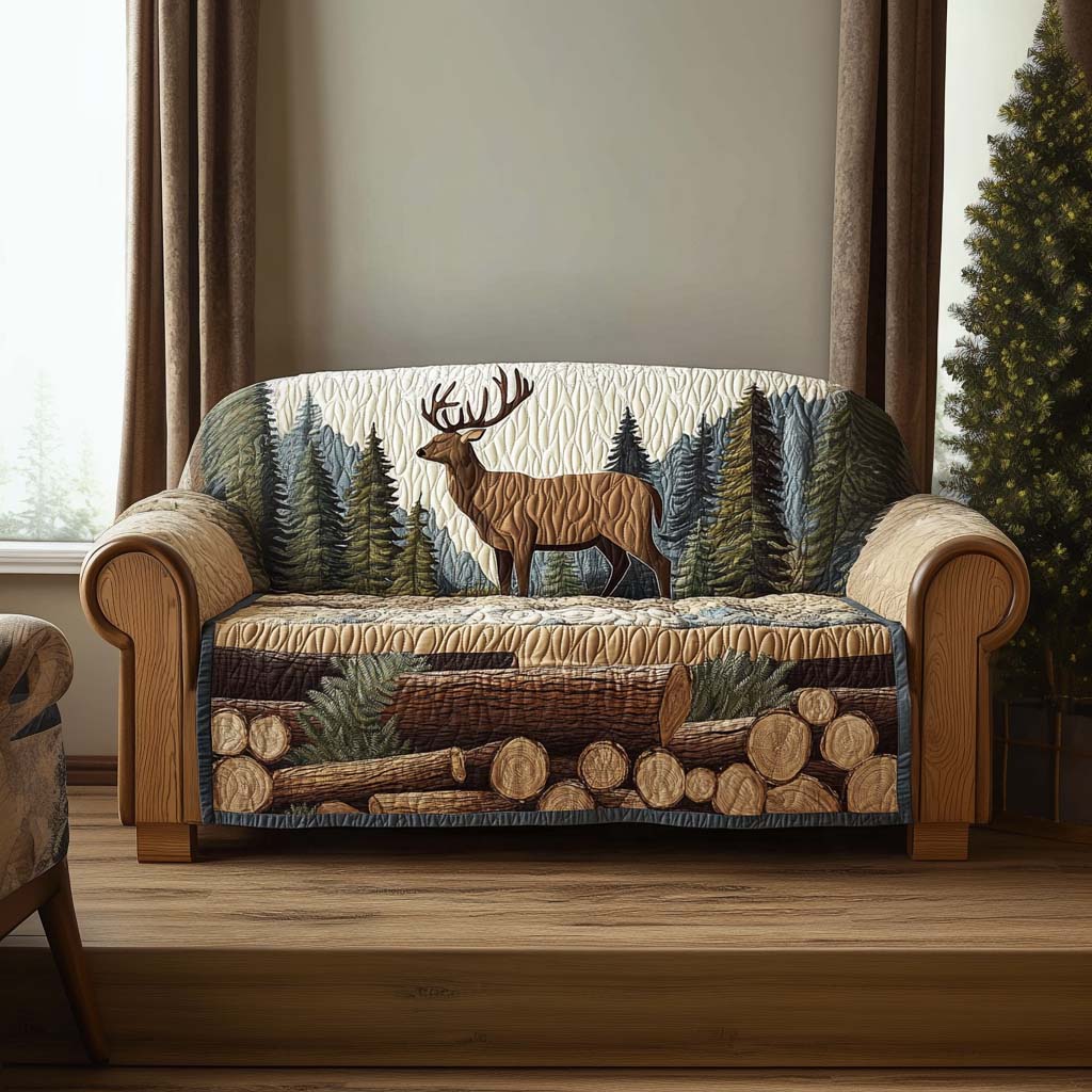 Calm Deer Quilted Sofa Cover Home Decor Great Gifts For Deer Hunters
